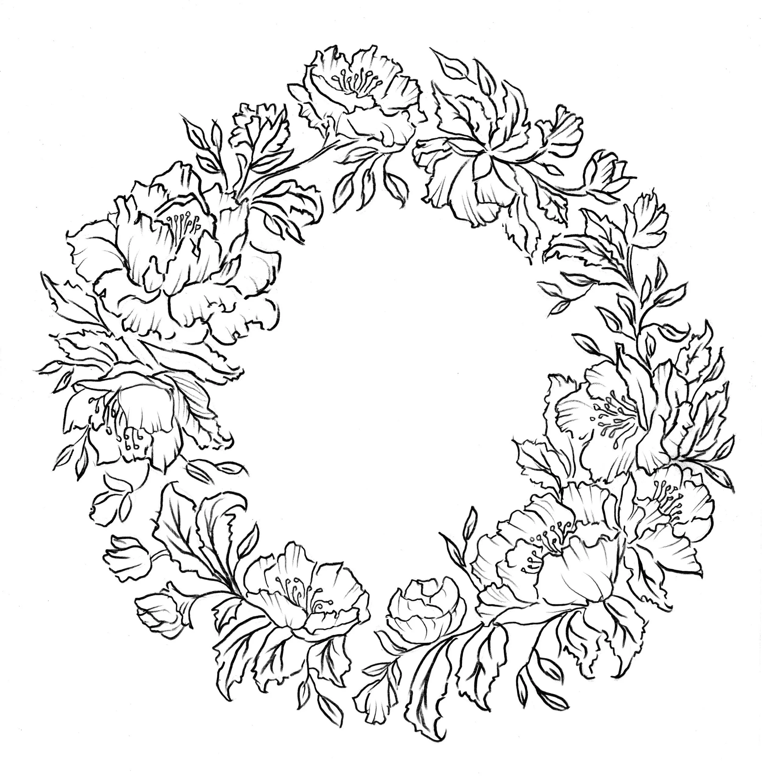 Floral wreath in Soft Graphite