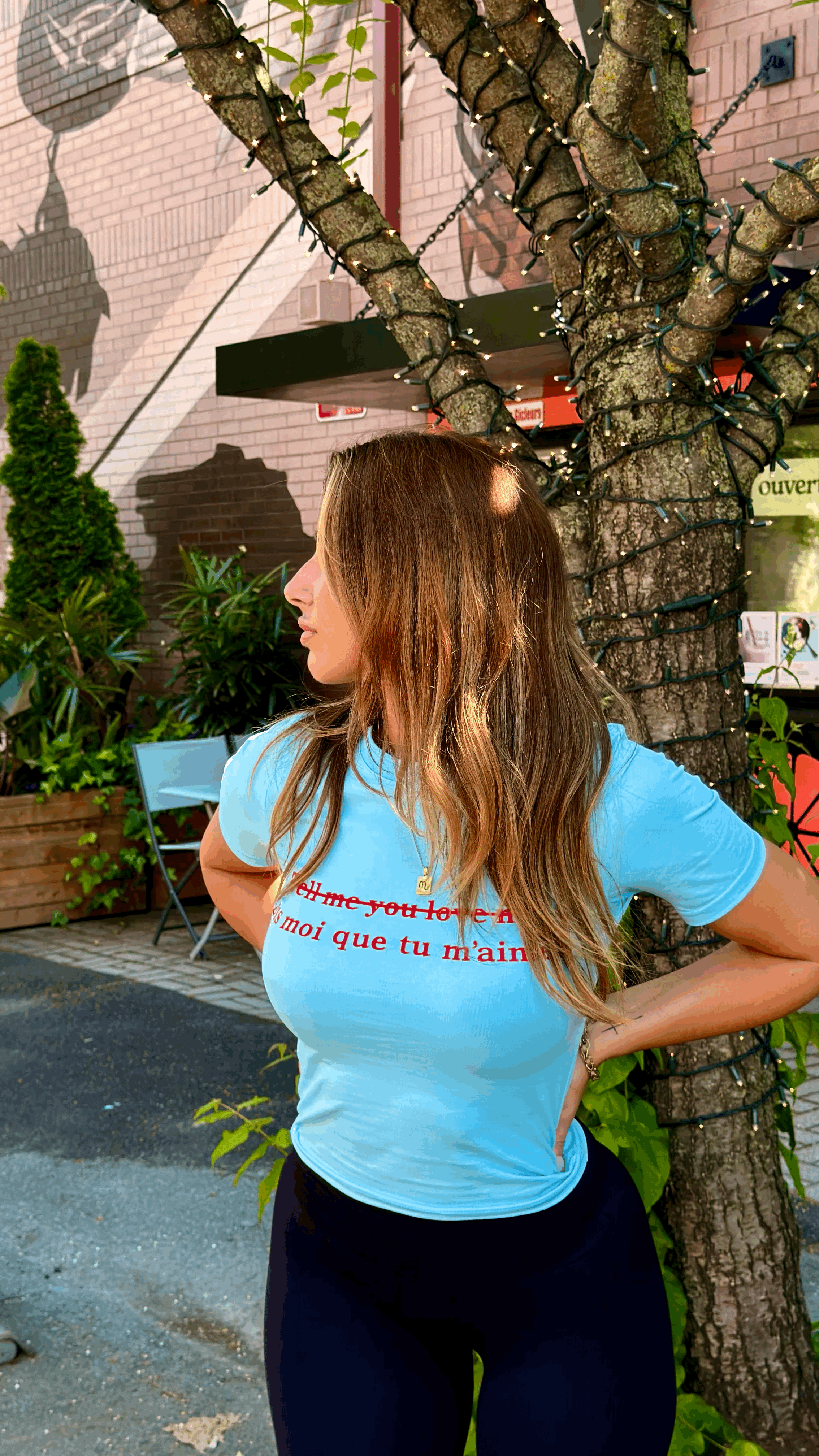 Women baby tee | powder blue