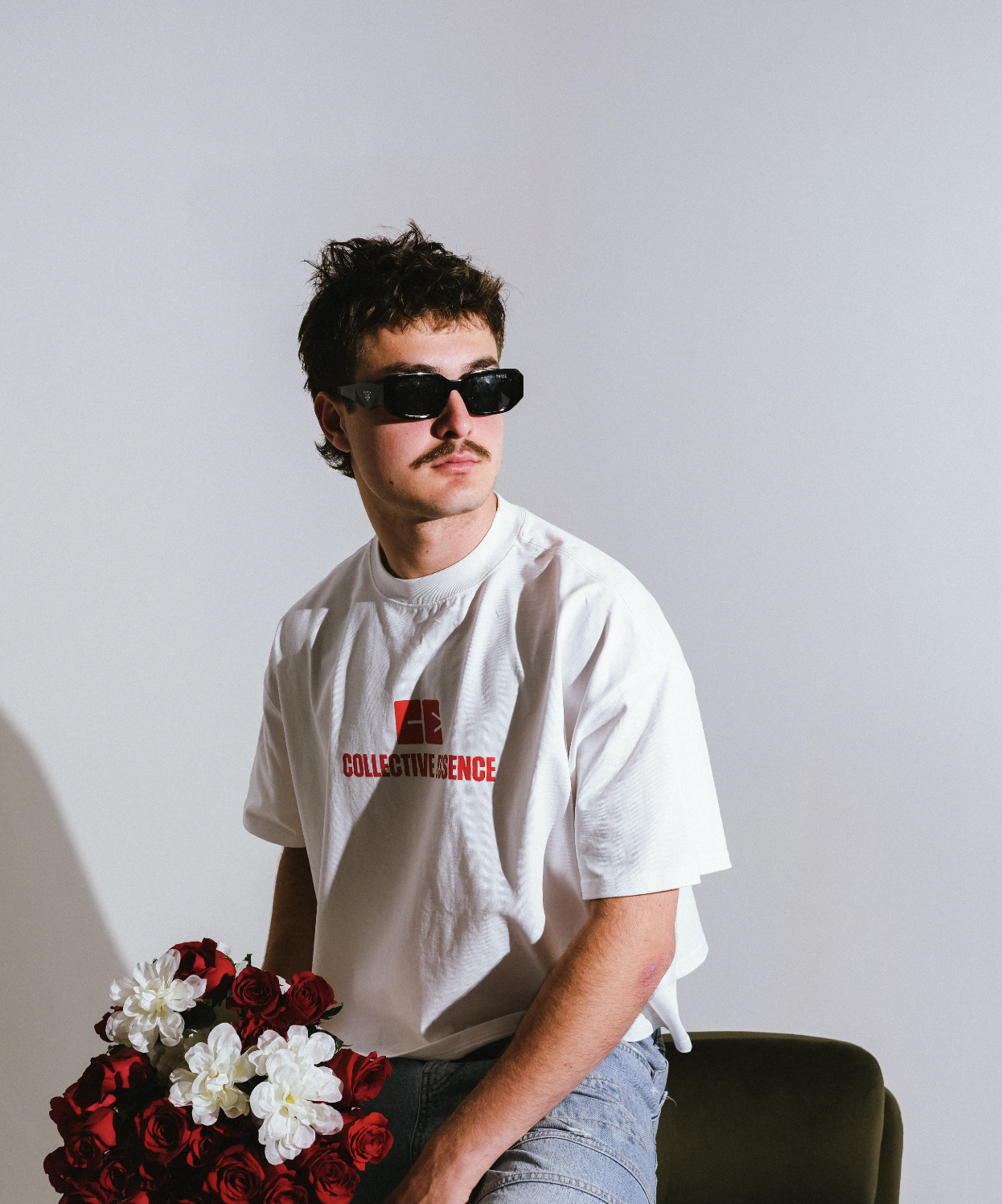 Men cropped oversized tee | white