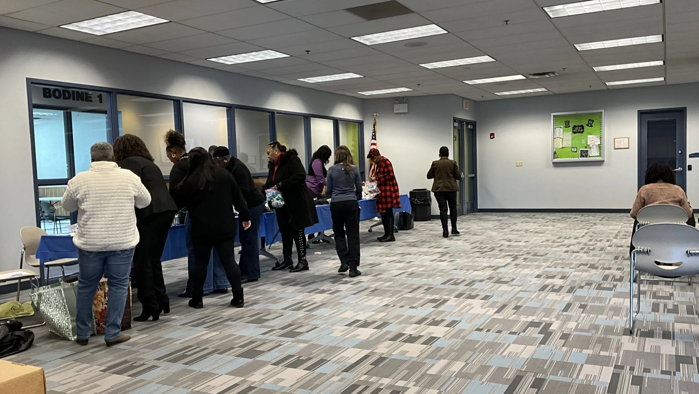 Equippers Church members gather donations for the community.