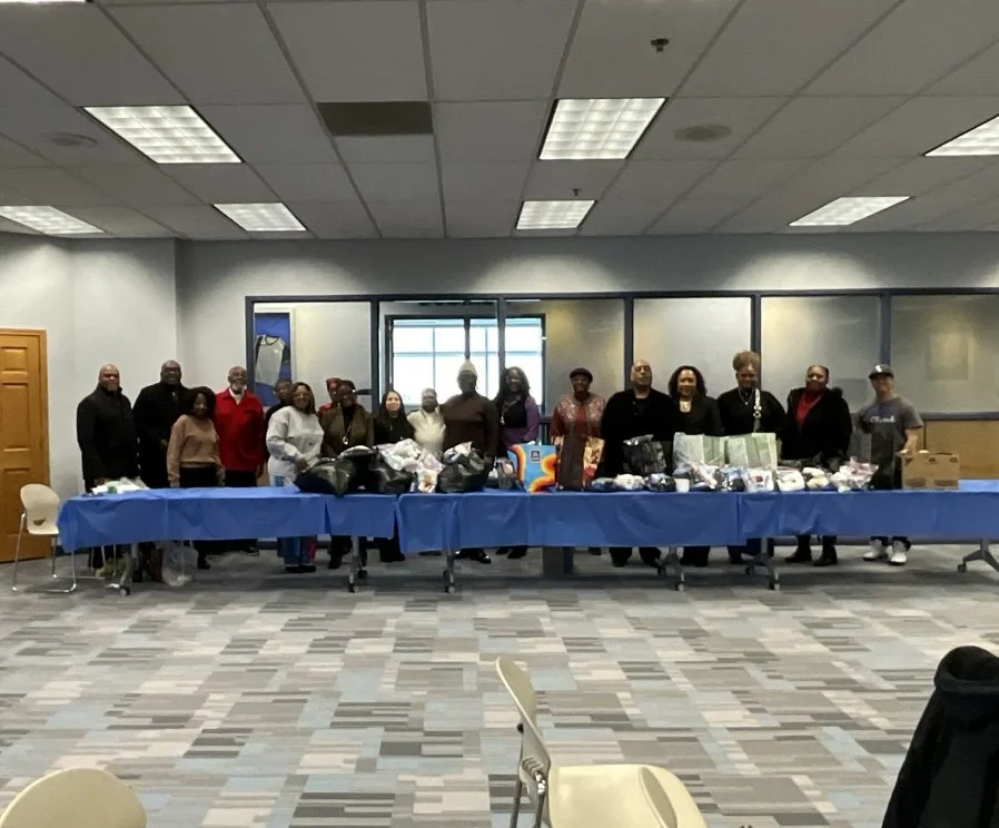 Equippers Church members gather donations for the community.