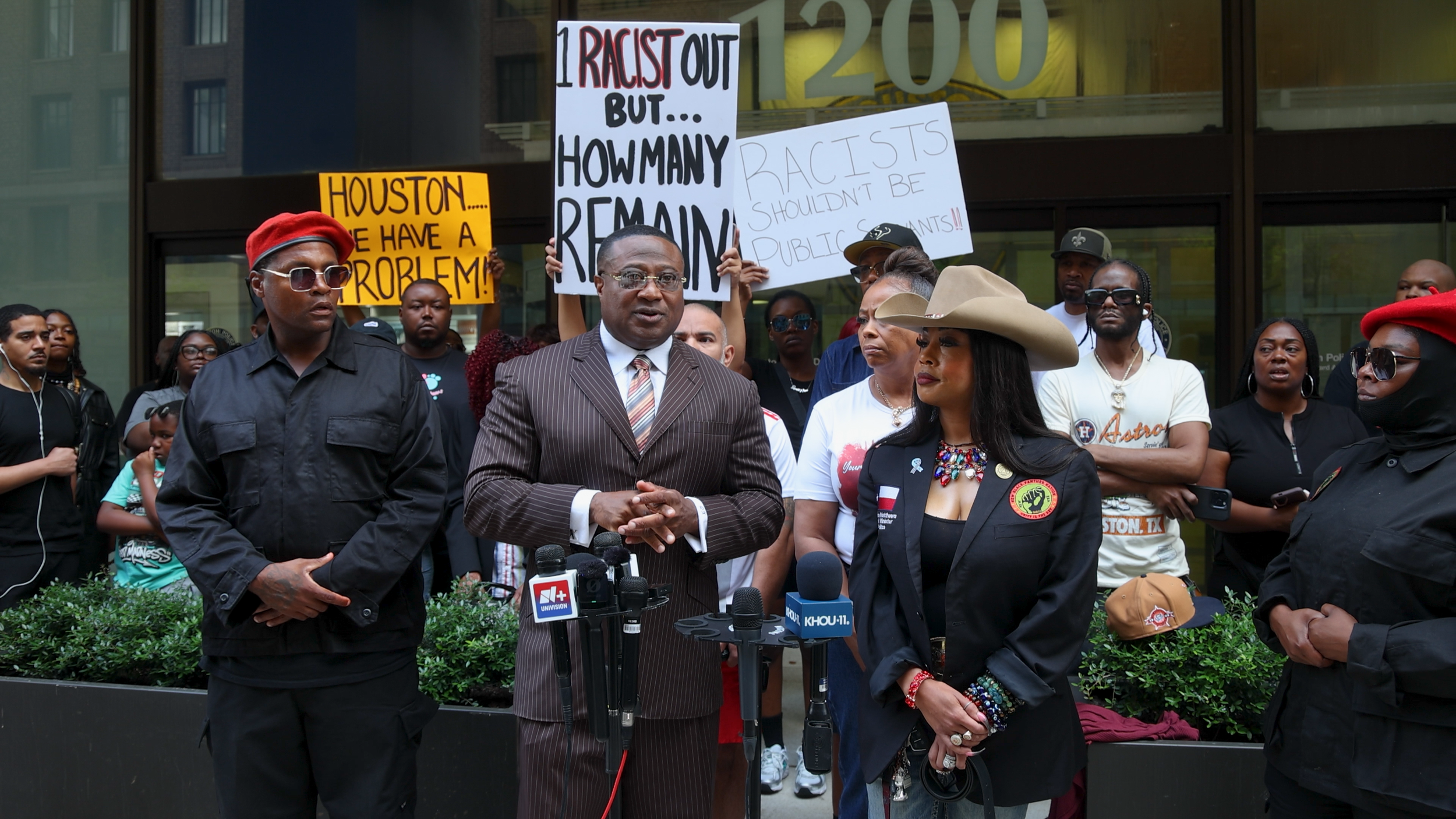 Quanell X and Dr. Candice Matthews Lead Protest Outside HPD, Demand Officer Be Fired