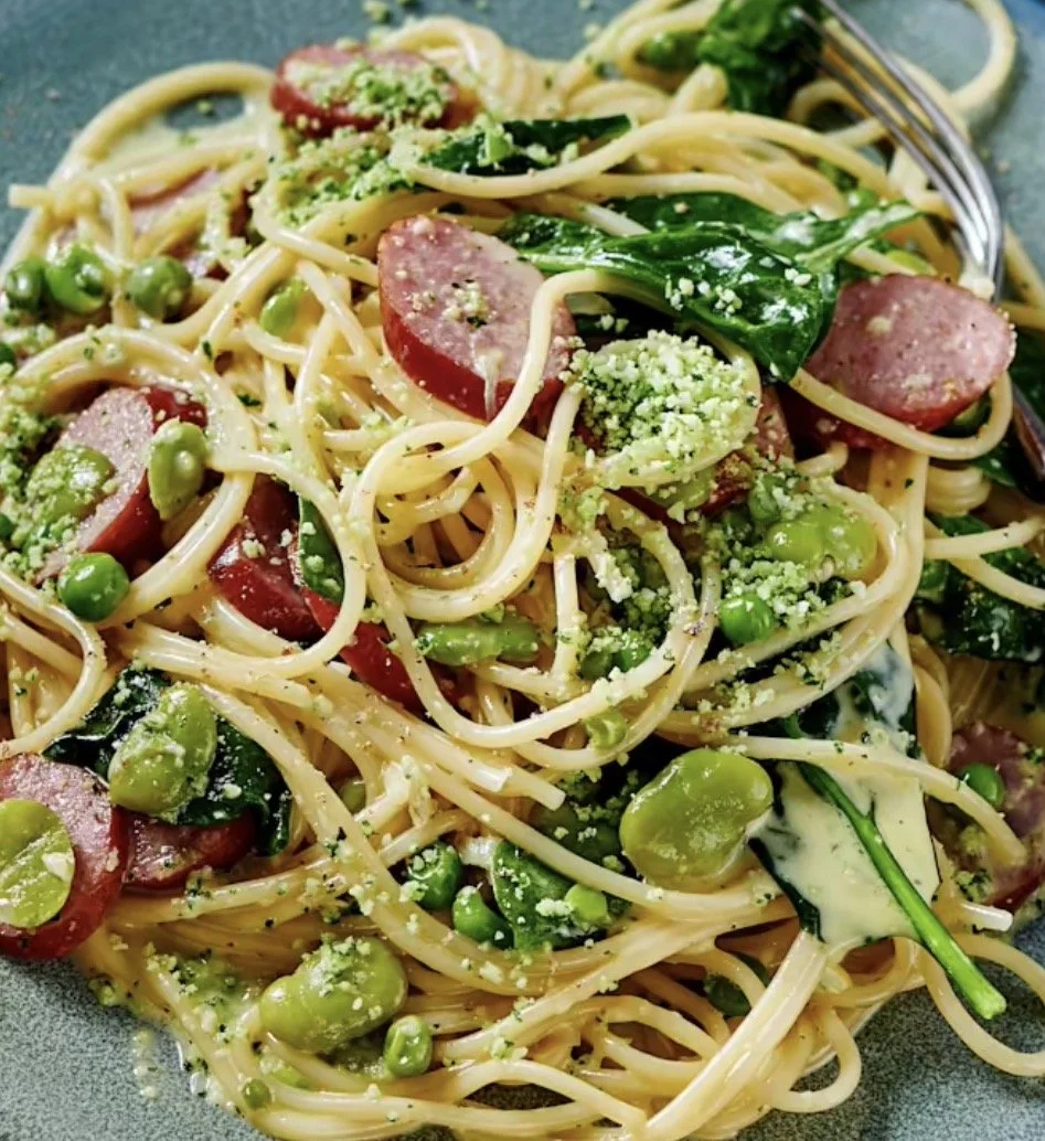 Spaghetti & Sausage Carbonara