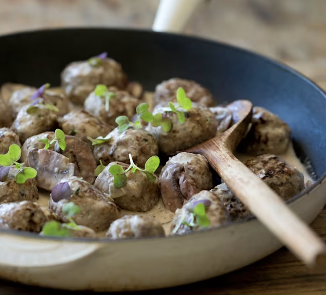 Meatballs with White Wine Mushroom Sauce