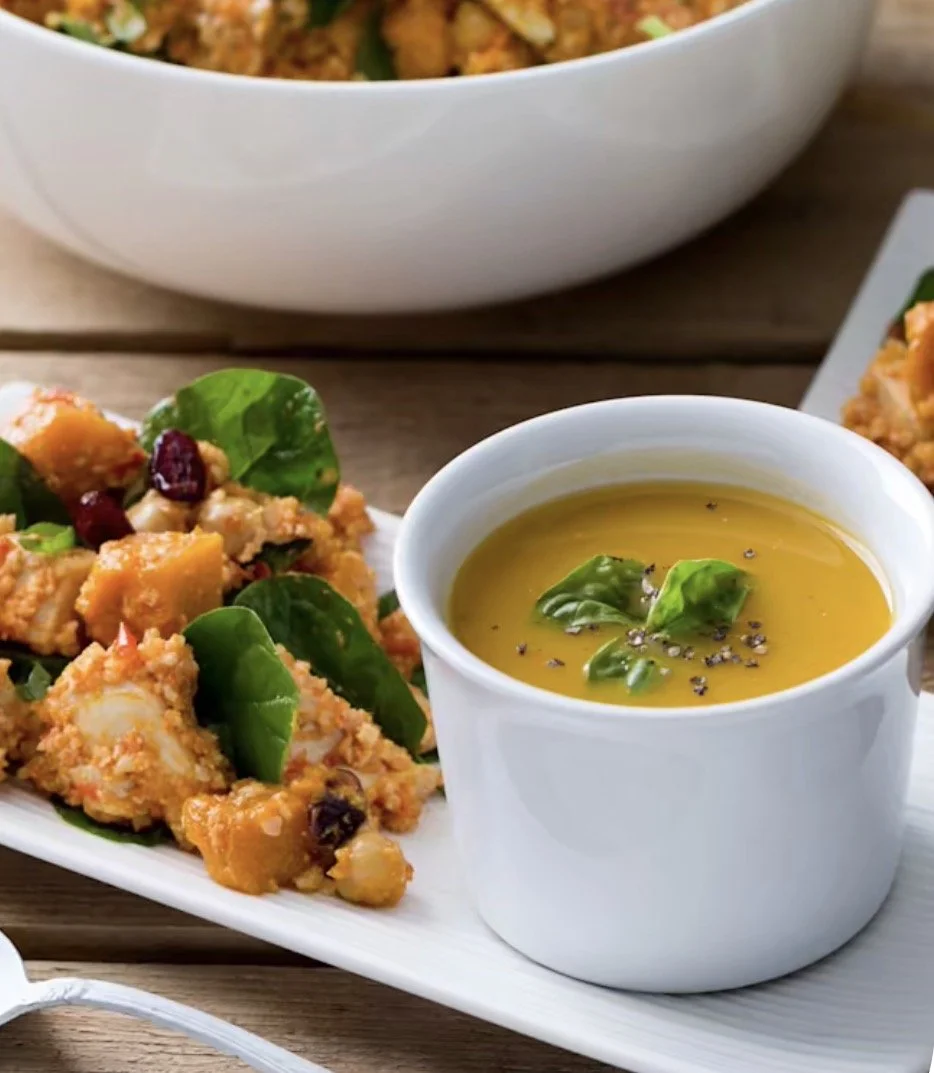 Moroccan Salad and Sweet Potato Soup