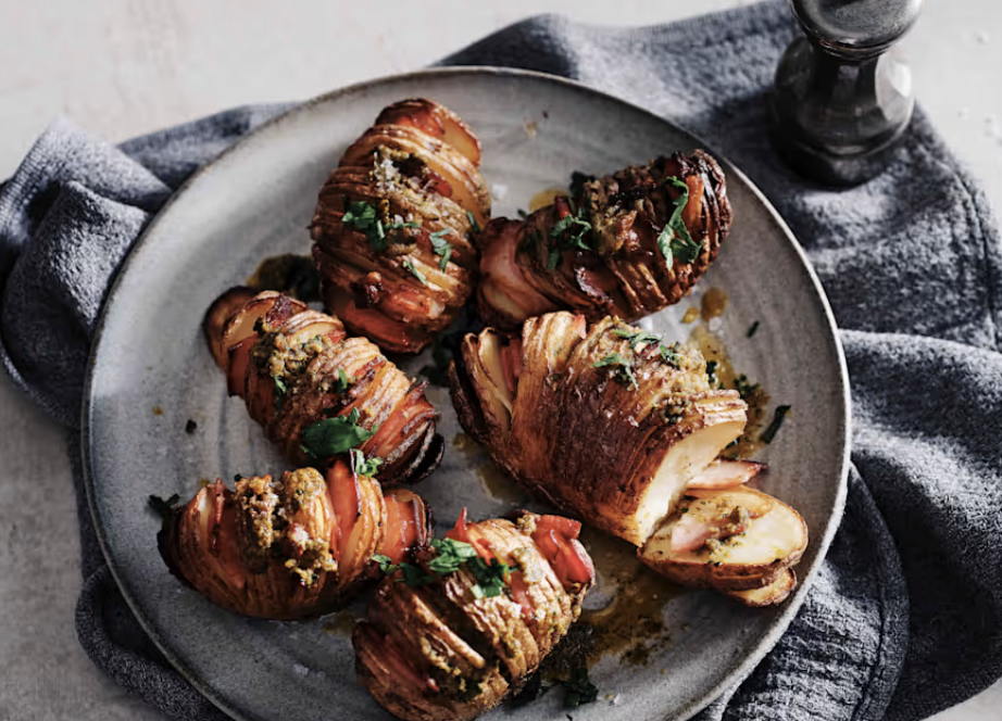 Hasselback Basted Potato with Herb Butter Sauce