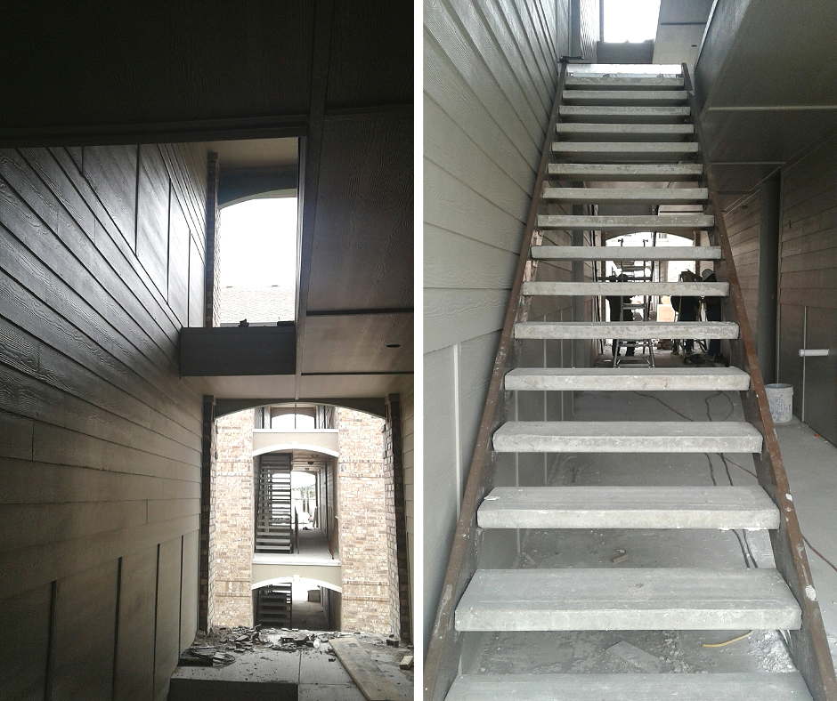 Before and after installing staircase