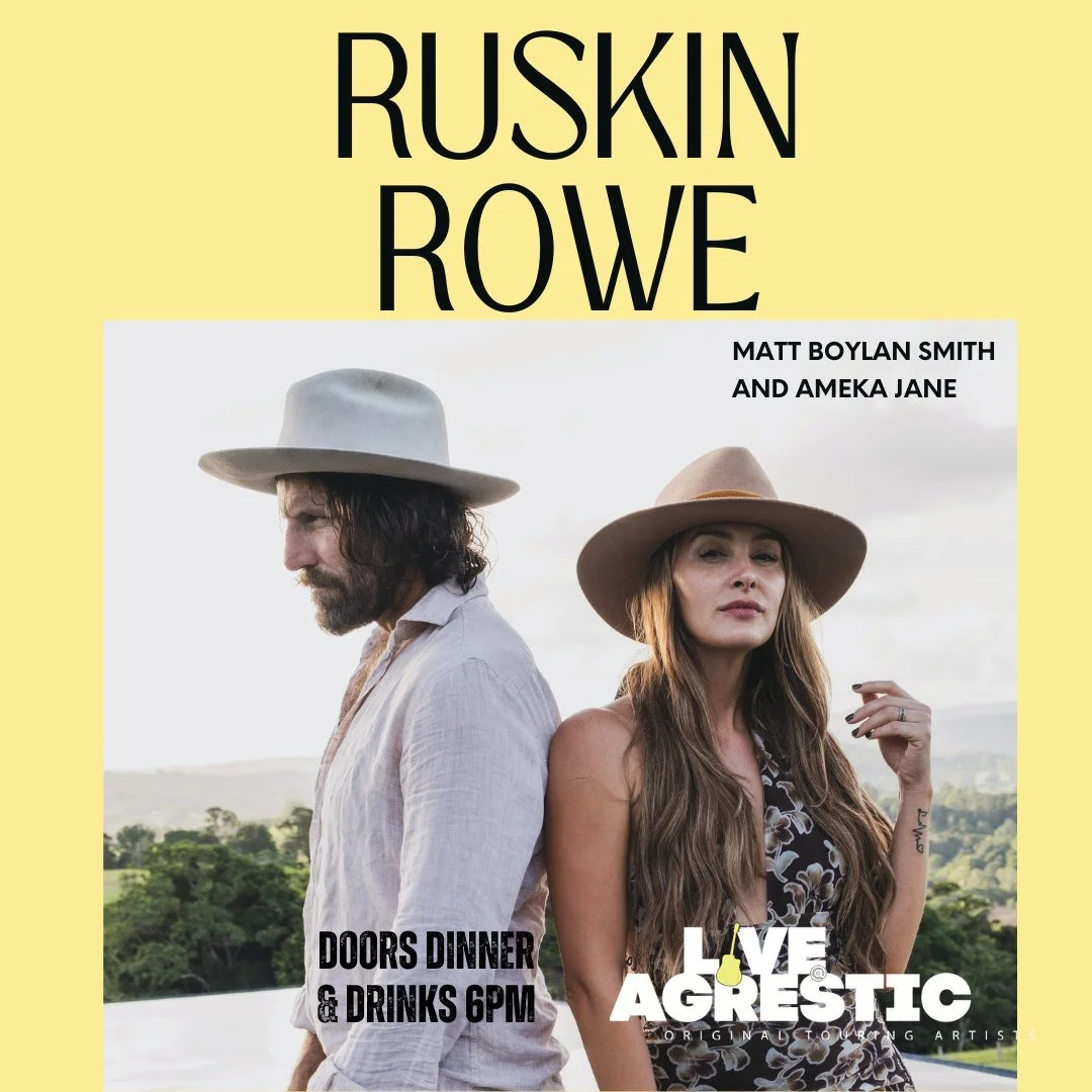 We&rsquo;re thrilled to welcome Ruskin Rowe to the Agrestic stage. This show marks Ruskin Rowe&rsquo;s debut at Agrestic, while also welcoming Matt Boylan Smith back to the Agrestic stage, a  familiar face returning home.

Hailing from the Northern R