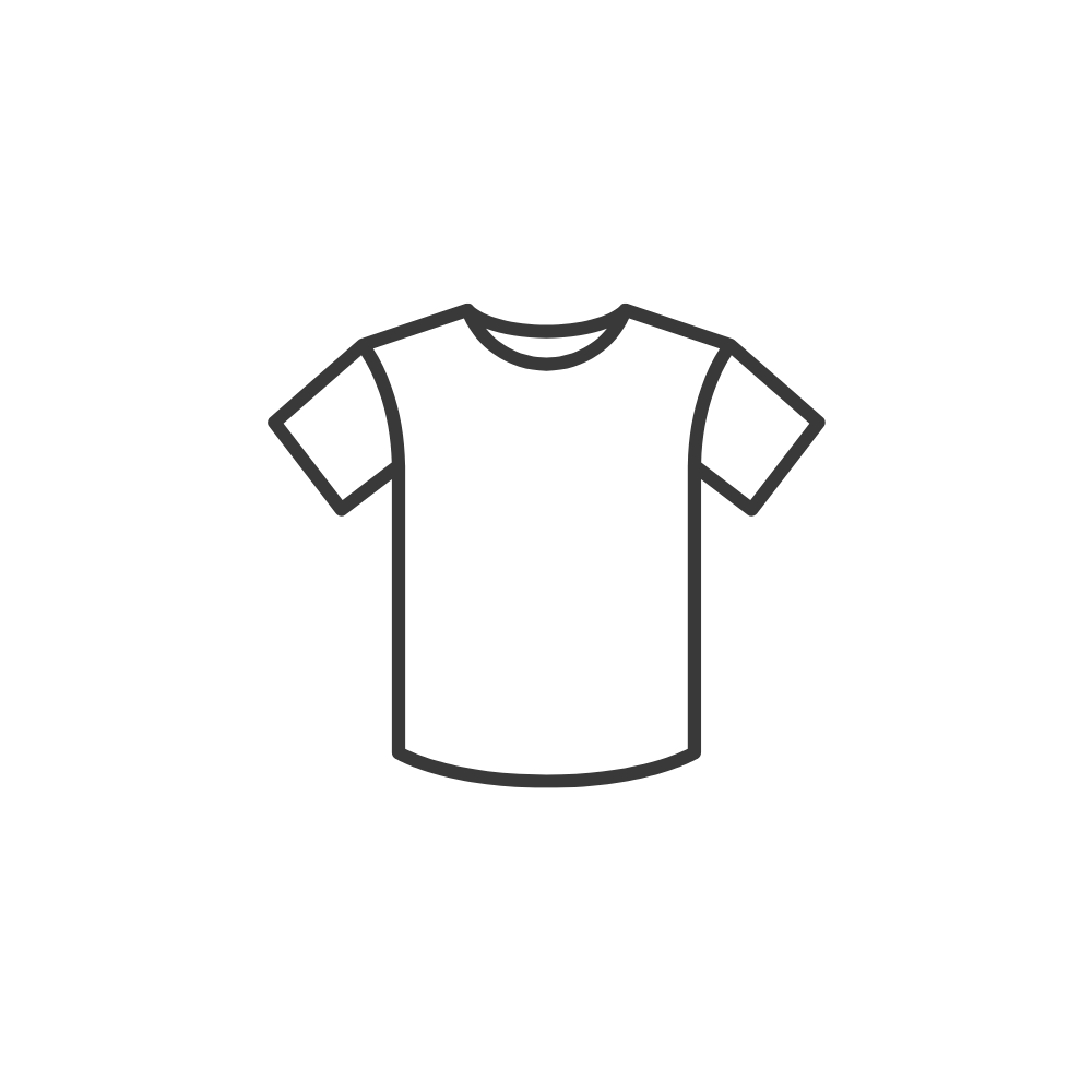 Outline drawing of a short-sleeve t-shirt on a black background.