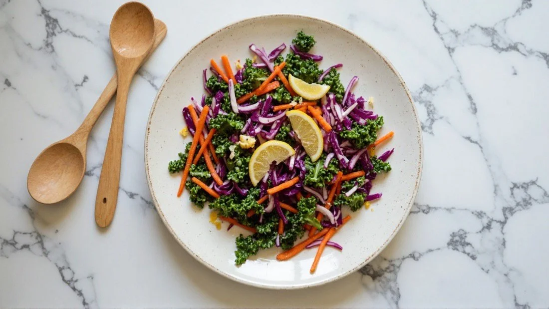 The Hormone Kitchen: Summer Lemony Kale &amp; Cabbage Slaw Salad 