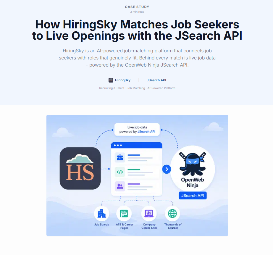 HiringSky Was Featured in an OpenWeb Ninja Case Study on Live Job Matching