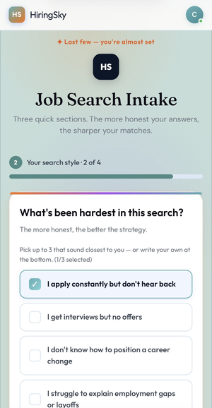 HiringSky career strategy intake