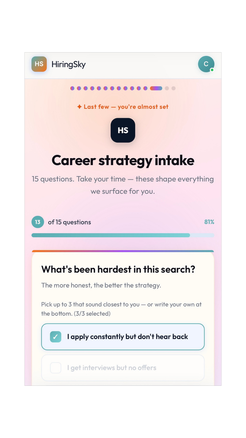 HiringSky career strategy intake
