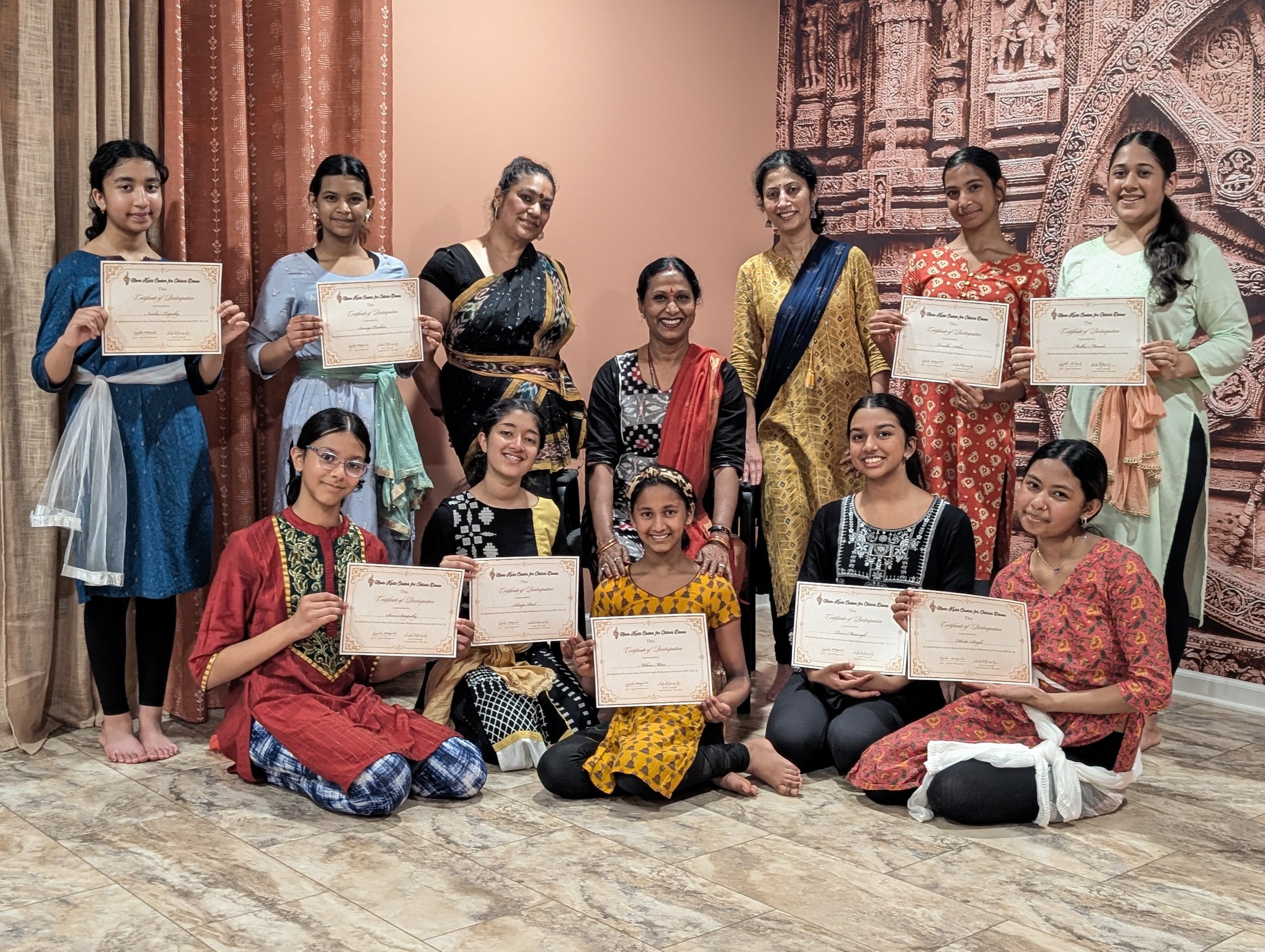 Students of NavaKriti receiving certificates from Dr. Sujata Mohapatra after completion of the workshop.