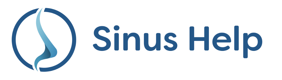 Logo featuring a stylized blue nasal passage within a circle, with the text 'Sinus Help' in blue next to it.