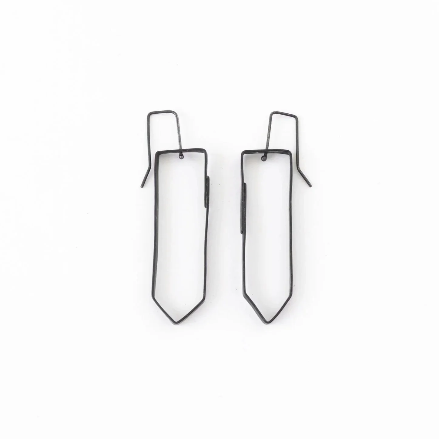 Here Now, Oxidised copper, sterling silver (earring wires)