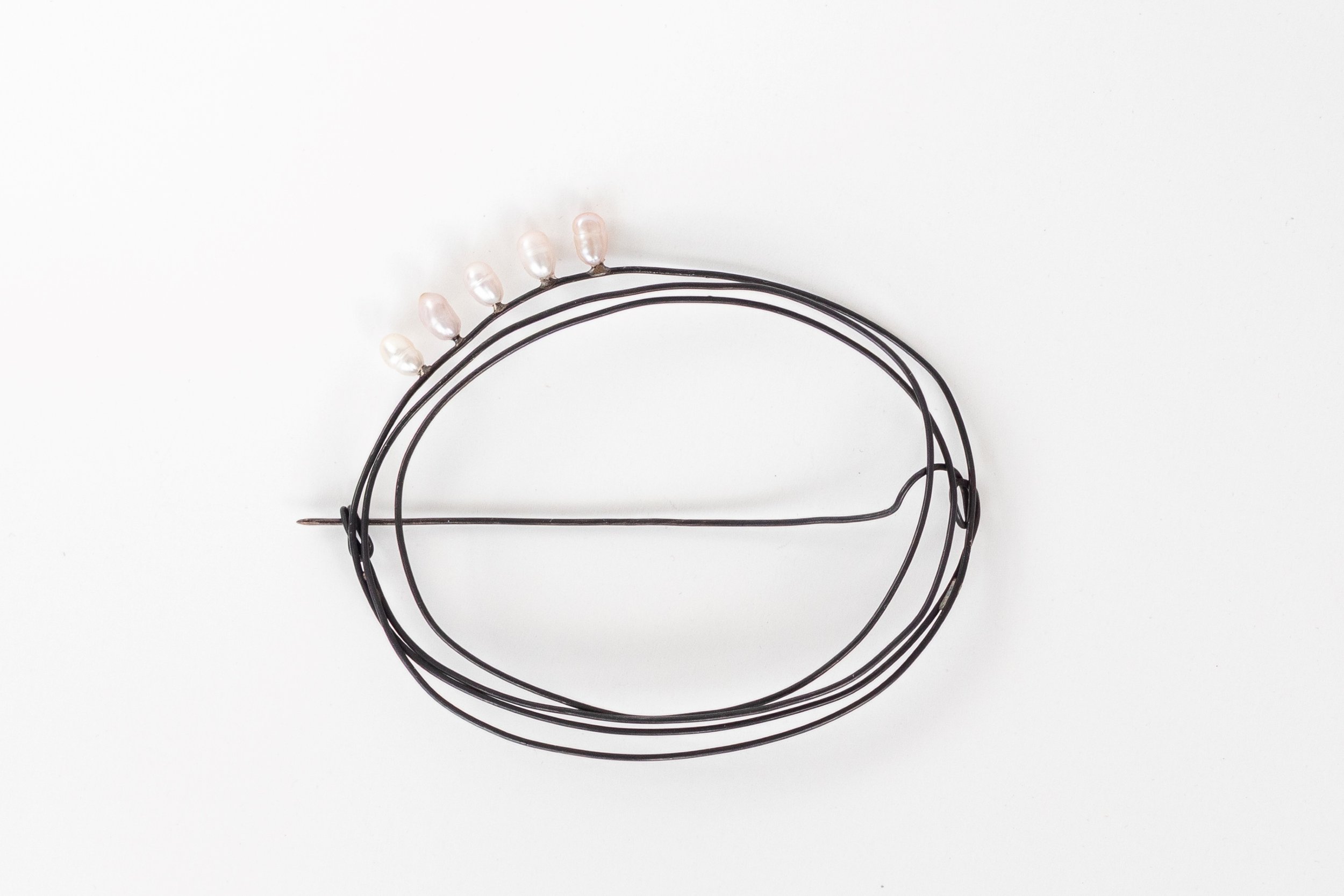 The Cameo, oxidised copper, cultivated freshwater pearl