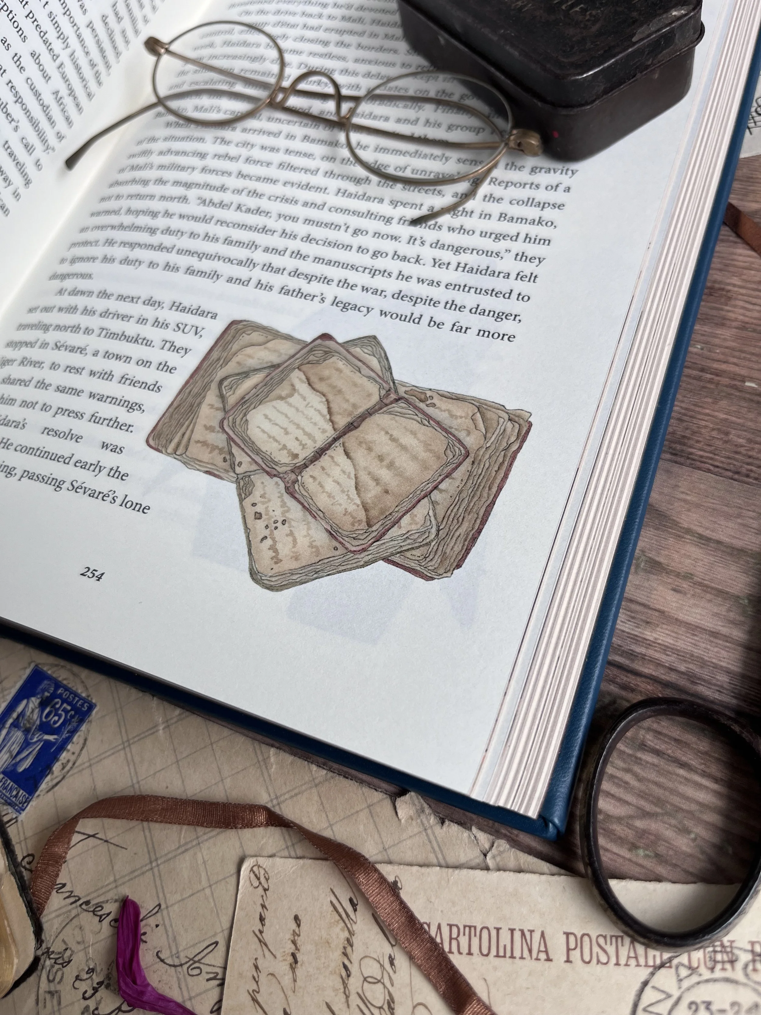 Illustrated spot artwork - Water damaged vintage books