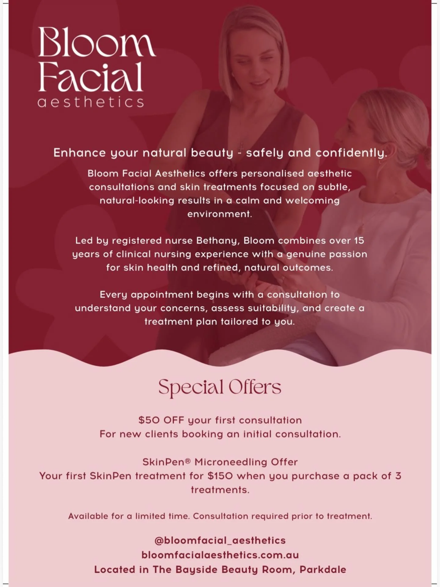 Exciting News from Bloom Facial Aesthetics

We are thrilled to introduce microneedling to our range of services! This innovative treatment stimulates collagen production, helping to improve skin texture, reduce fine lines, and enhance overall radianc