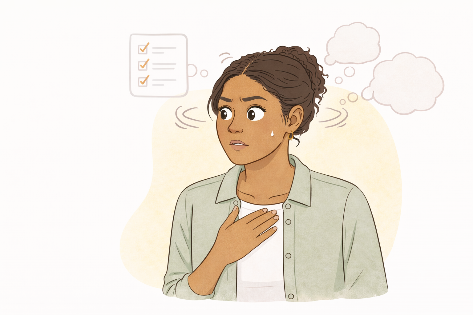Flight response and hypervigilance with racing thoughts and anxiety illustration