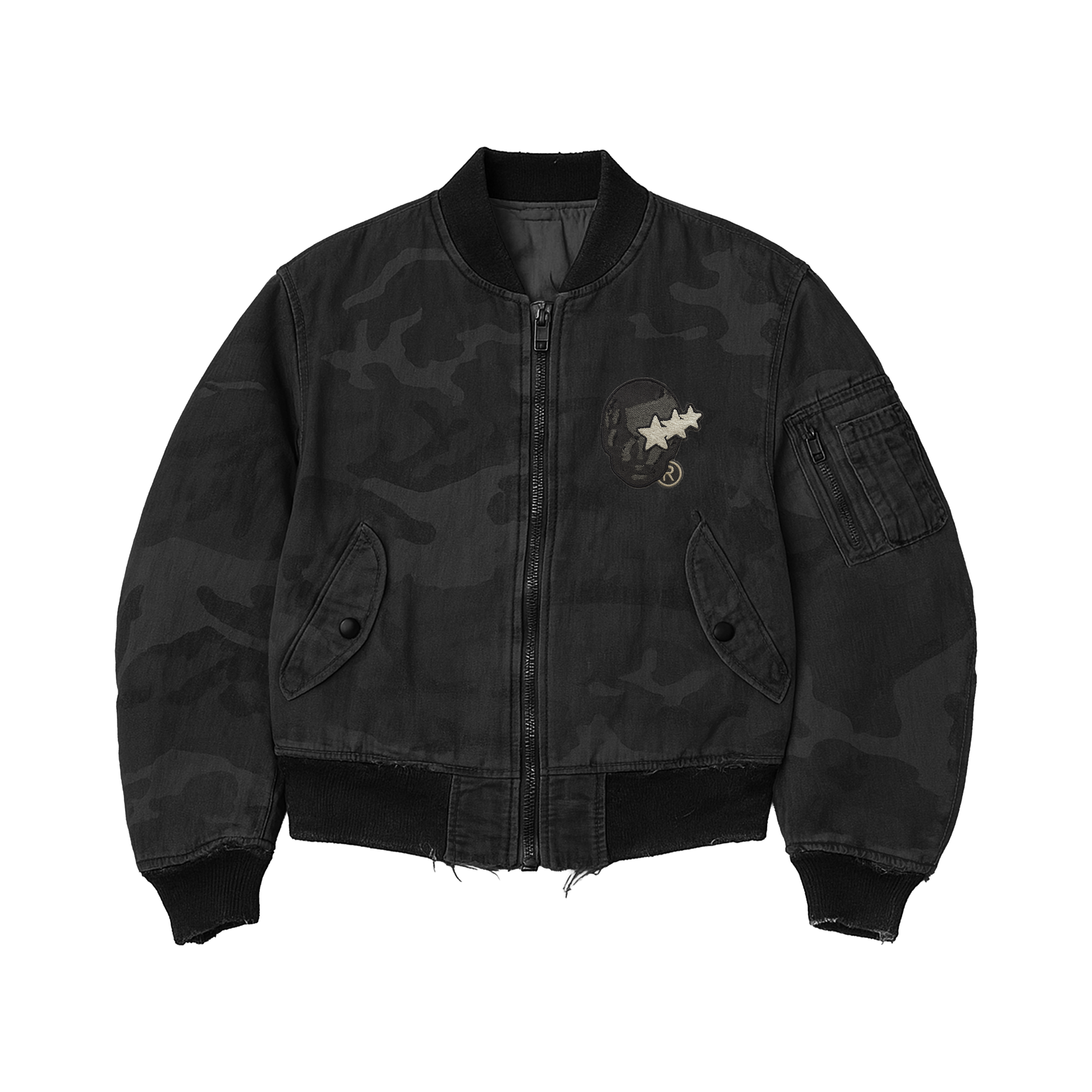 Dyed Black Bomber Jacket