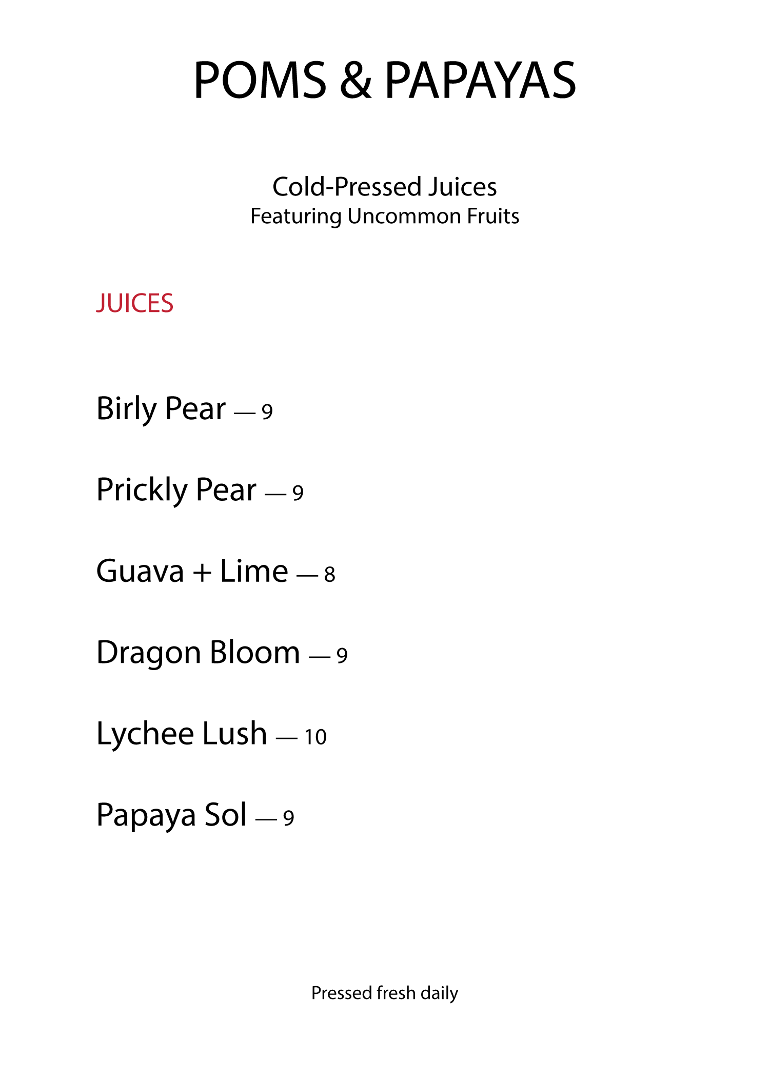 Menu insert — CMYK