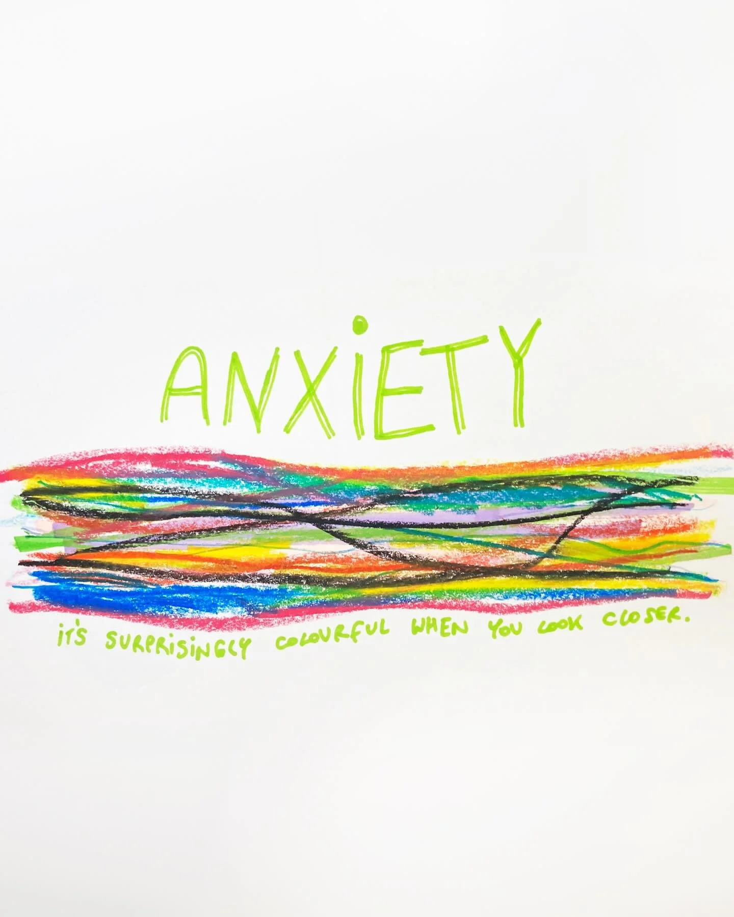 An attitude of curiosity helps us to heal.

In the midst of a chaotic season of life, I made this artwork.

I layered more and more colourful lines on top of each other.

Each line represents another task on my to-do list, or a thought looping around