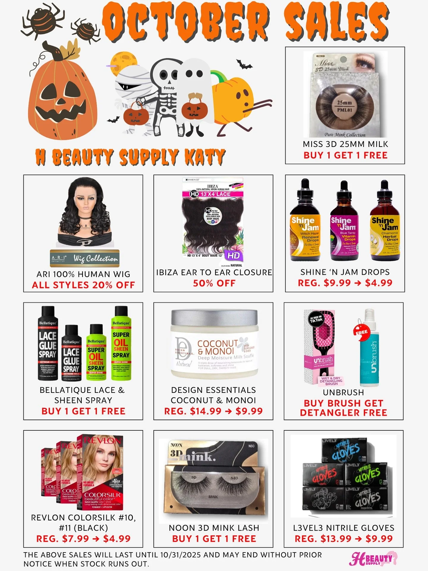 Spooky season calls for spooky deals 🎃 Check out these October sales at our Katy location!
📍400 W Grand Pkwy S, Katy, TX 77494
#sales #discount #october #fyp #houston #exclusivedeals #hair #explore #beautysupply #beauty #wig