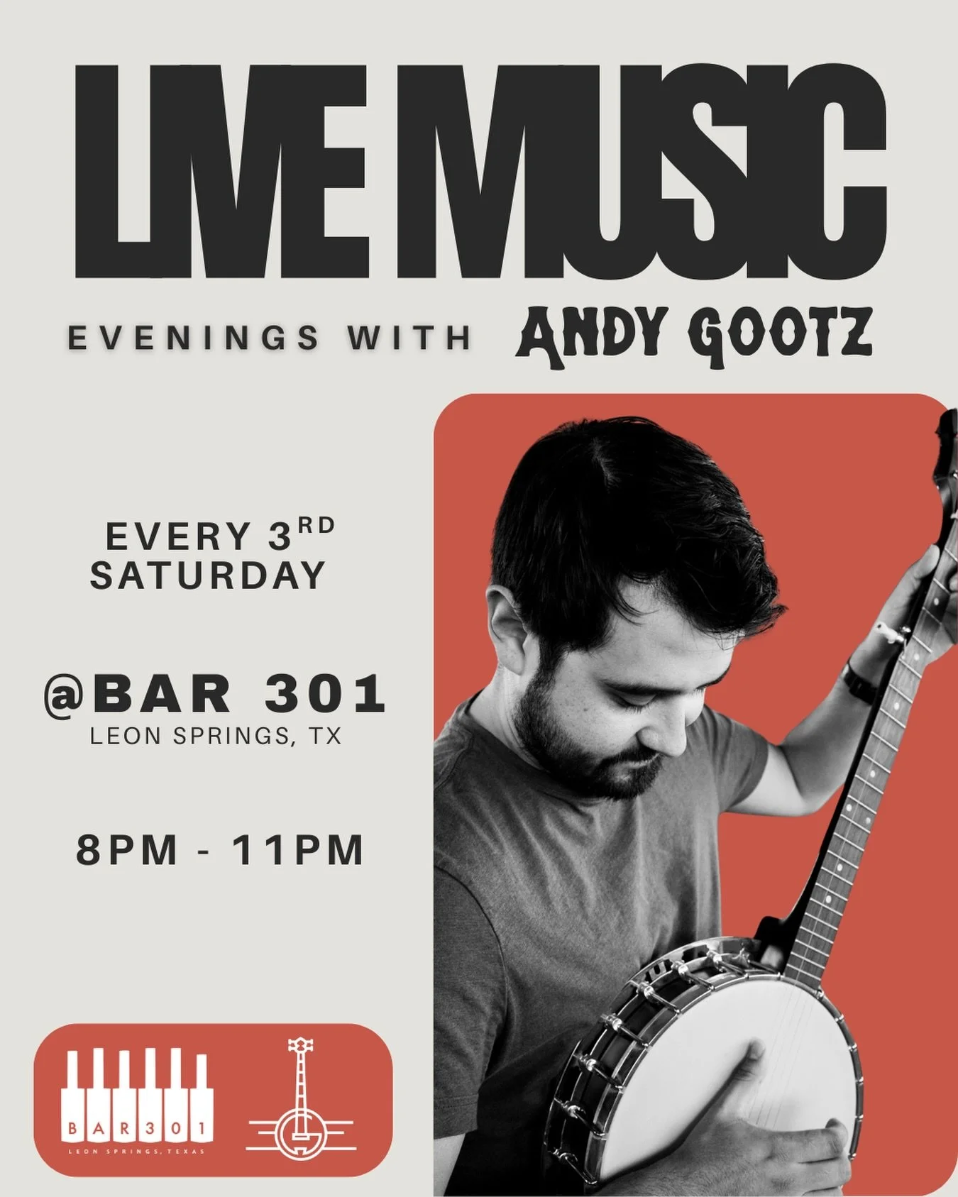 Pull up a chair, grab a drink, stay awhile.
Every 3rd Saturday I&rsquo;ll be filling @bar301_satx with songs, strings, and good company. 8&ndash;11pm.
.
.
.
#LeonSpringsTX #HillCountryMusic #TexasMusicScene #SATXMusic #SanAntonioLiveMusic #LocalMusic