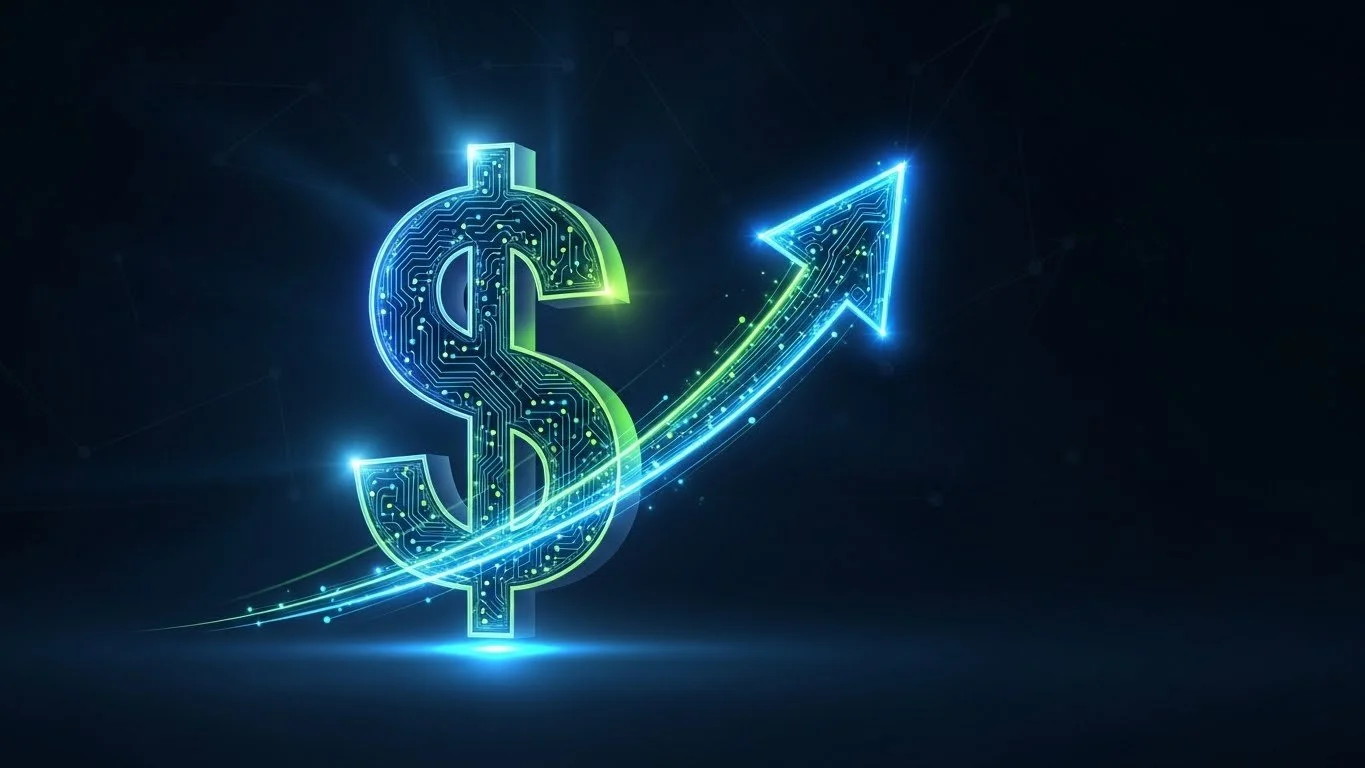 3D illustration of a digital dollar sign with an upward arrow, representing exploding SIEM data ingestion costs and volumes.