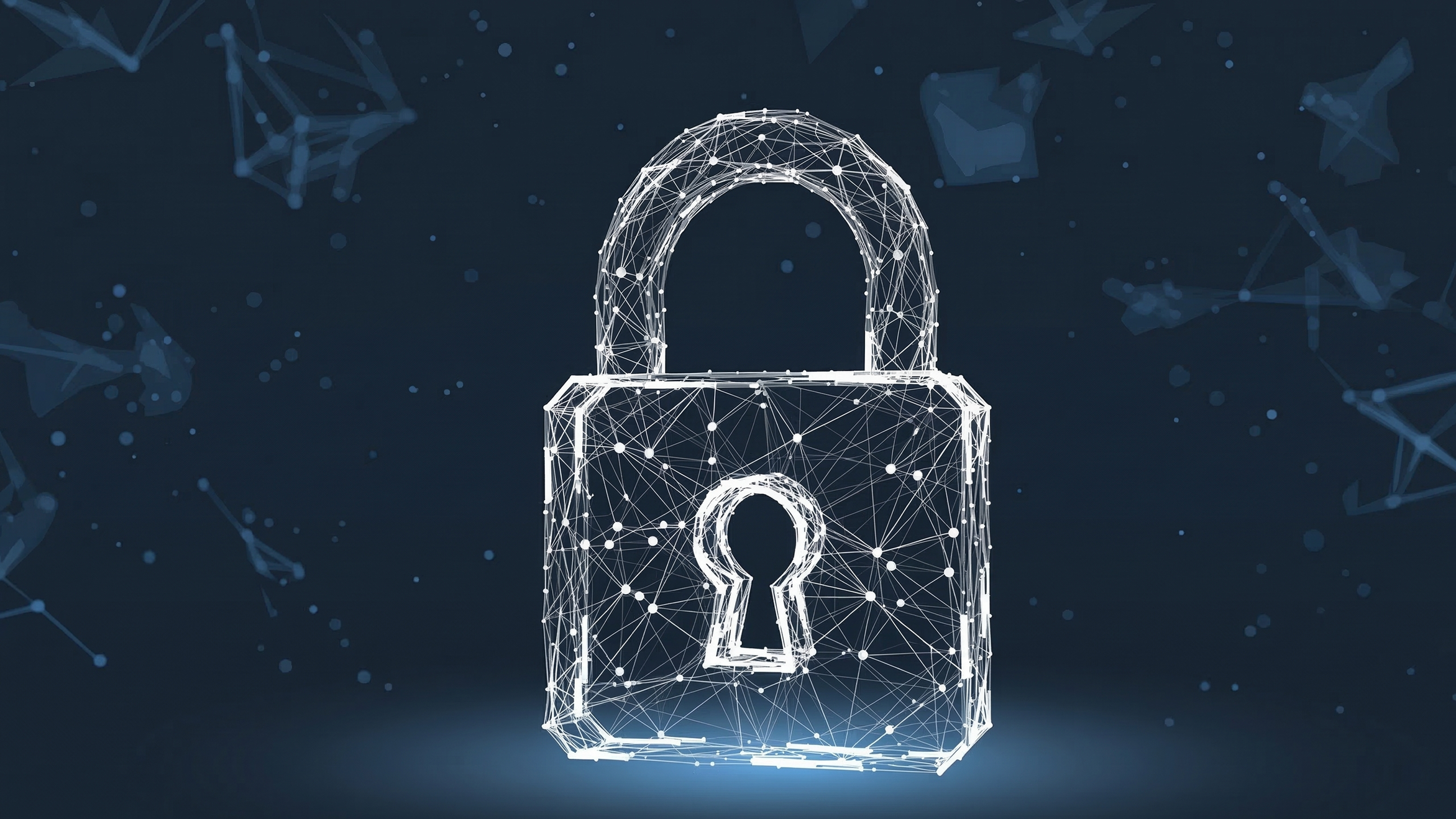Glowing digital padlock icon representing data retention policies, compliance logging, and secure storage requirements.