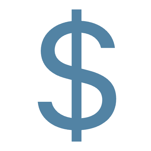A large blue dollar sign symbol.