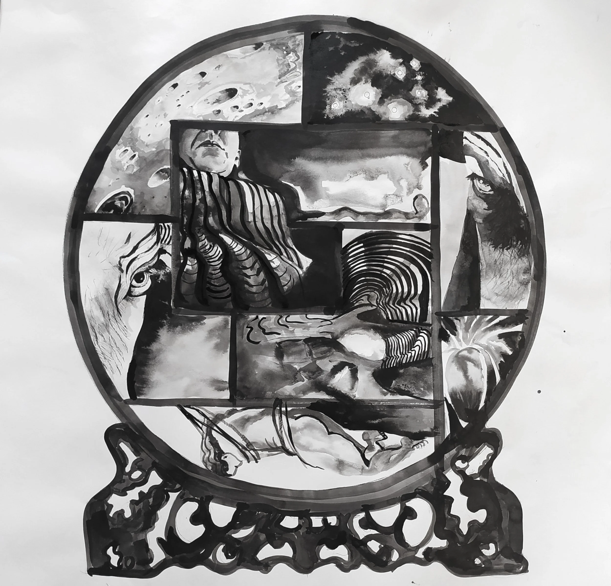 The Cattle Raid of Cooley- ink on paper 71x71cms.jpg