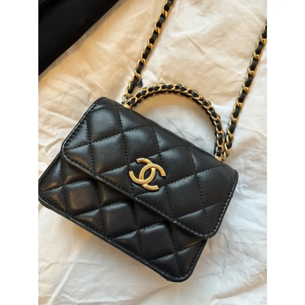 Chanel Timeless Classique Top Handle Leather Crossbody Bag – Black (Vintage)
