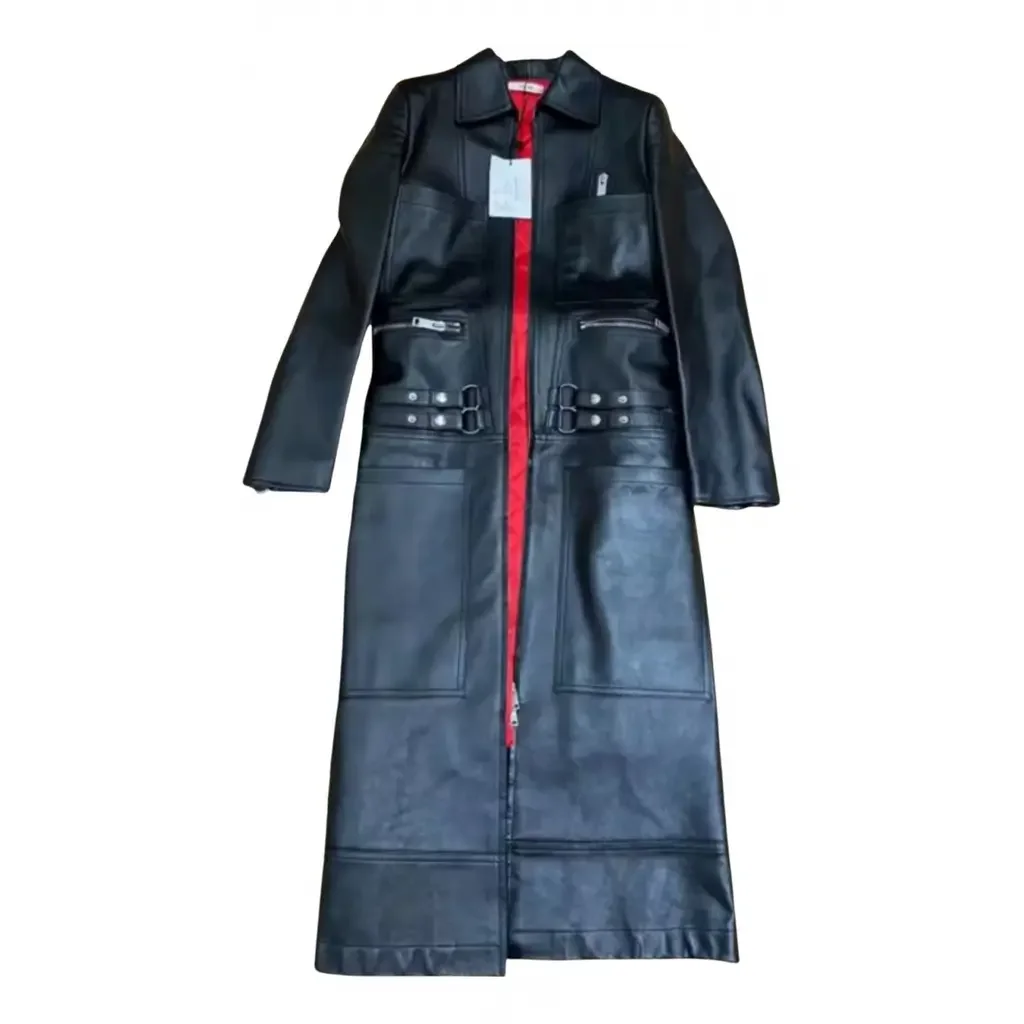 Celine Black Leather Coat (Vintage)