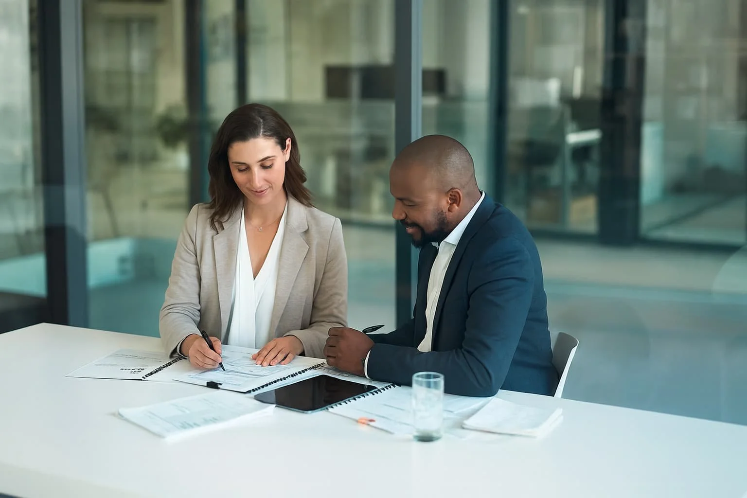 Qualified construction accountants meeting with a client to provide expert financial advice for construction businesses