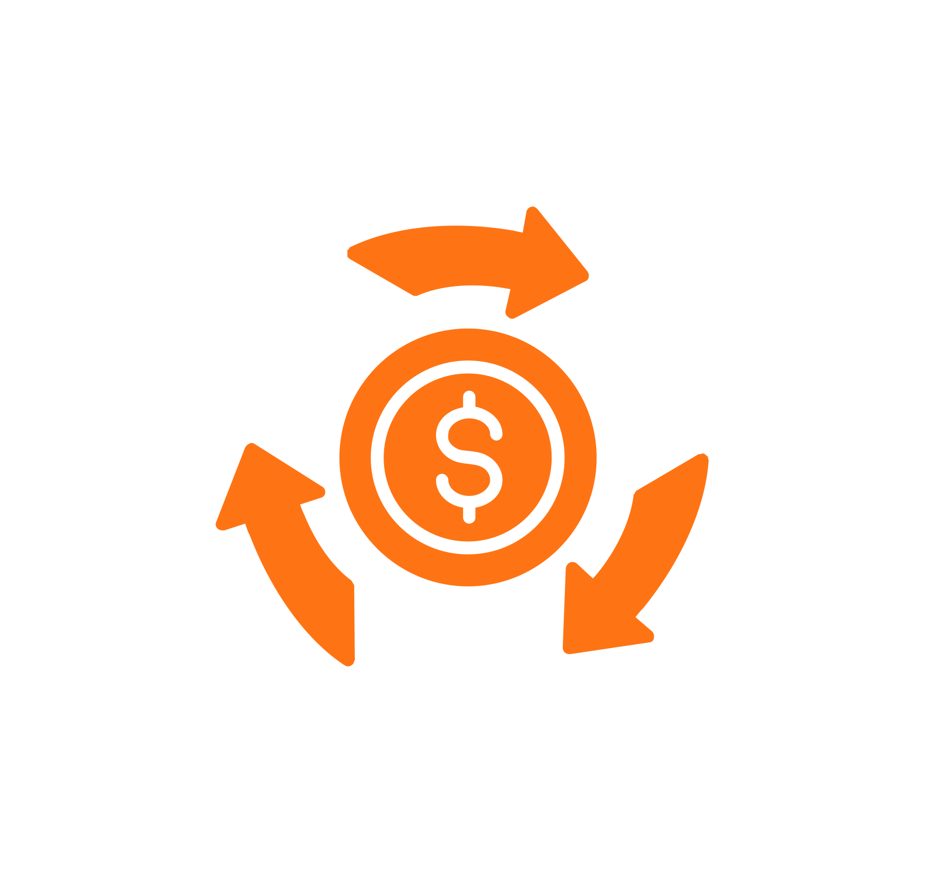 Circular arrow icon representing cash flow management and forecasting for construction businesses