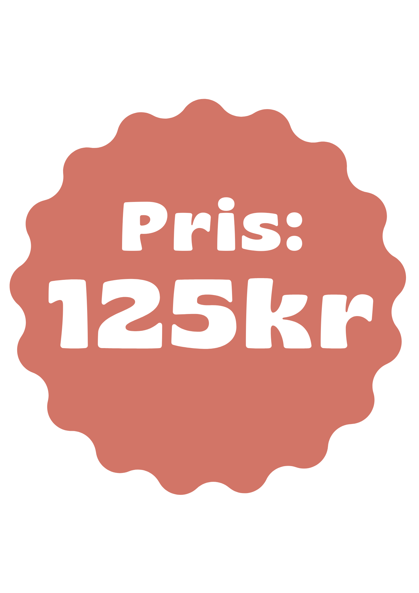 Prisetikett som visar priset 125 kronor.