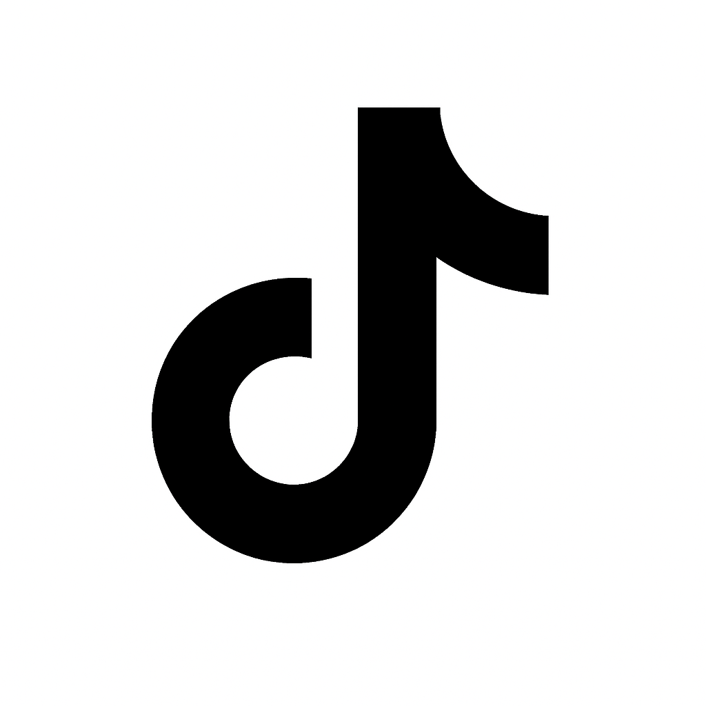 Black TikTok logo on a white background.
