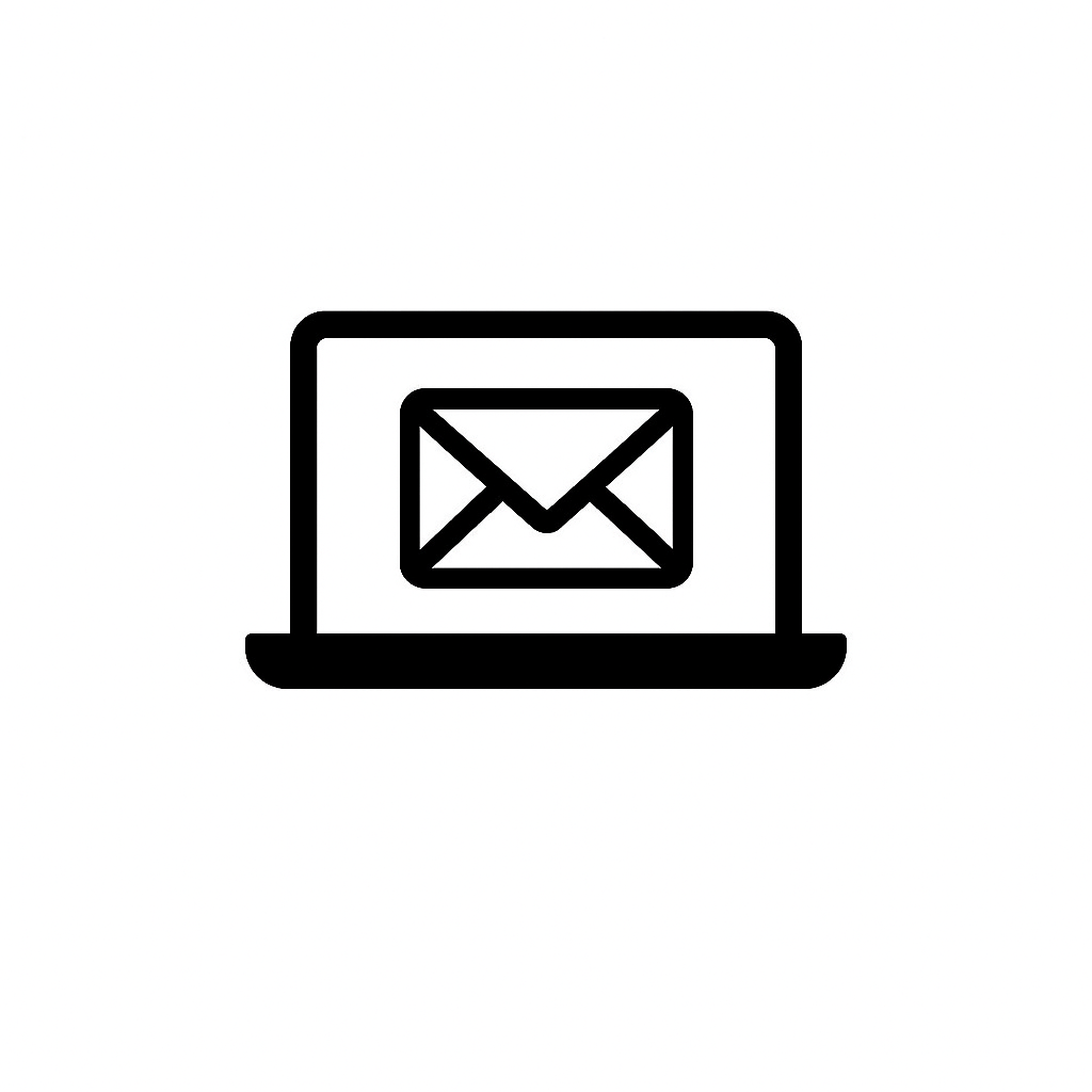 Icon of a laptop with an email envelope on the screen.