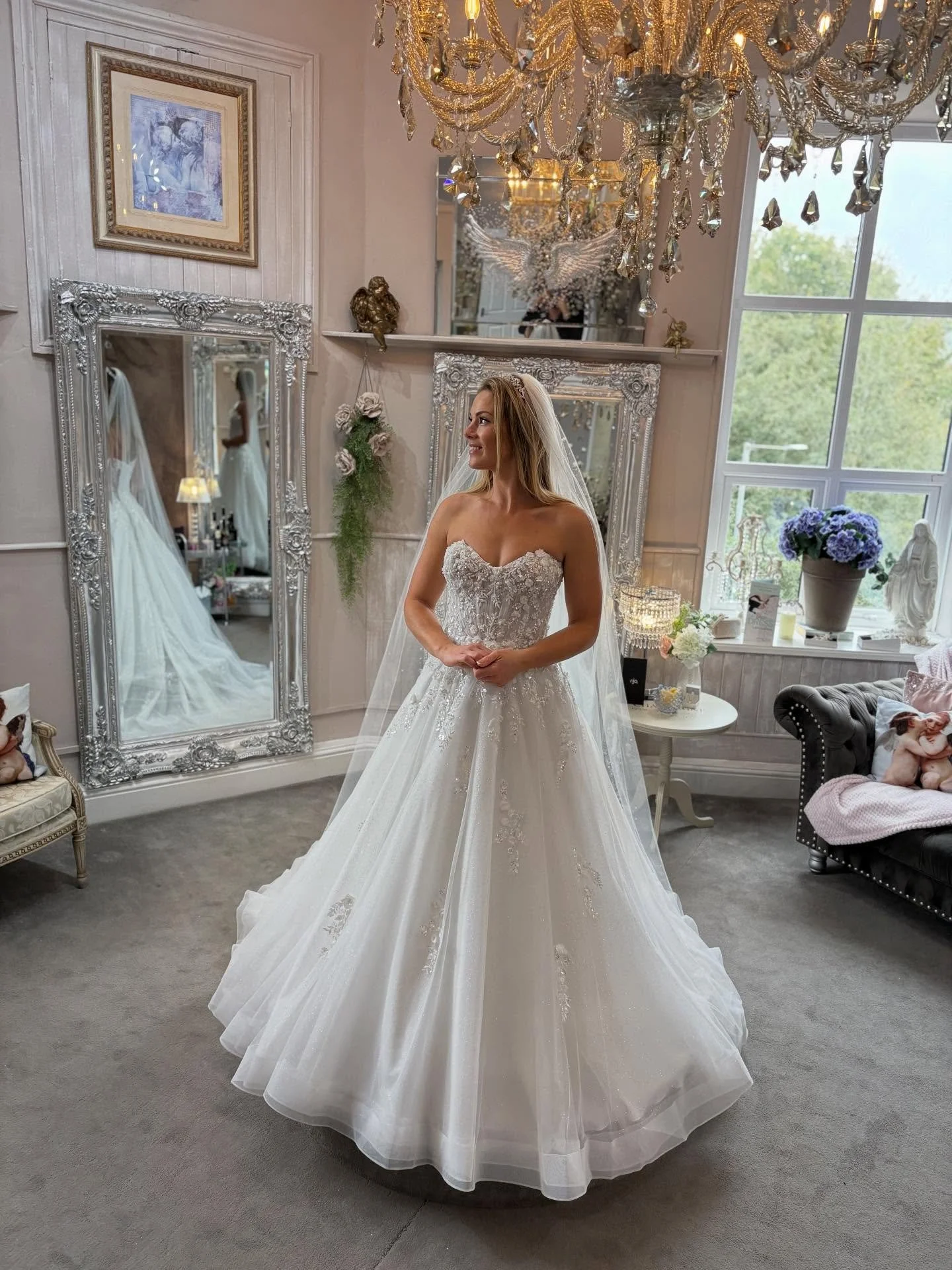 Be the belle of the ball in this stunning @morileeofficial gown! 💗✨ 
A true princess moment filled with sparkle and 3d florals! 💗 xxx 
#gettingmarried #weddingdreams #2027Bride #bridetobe #bridetobe2026 #ModernBride #weddingplannig