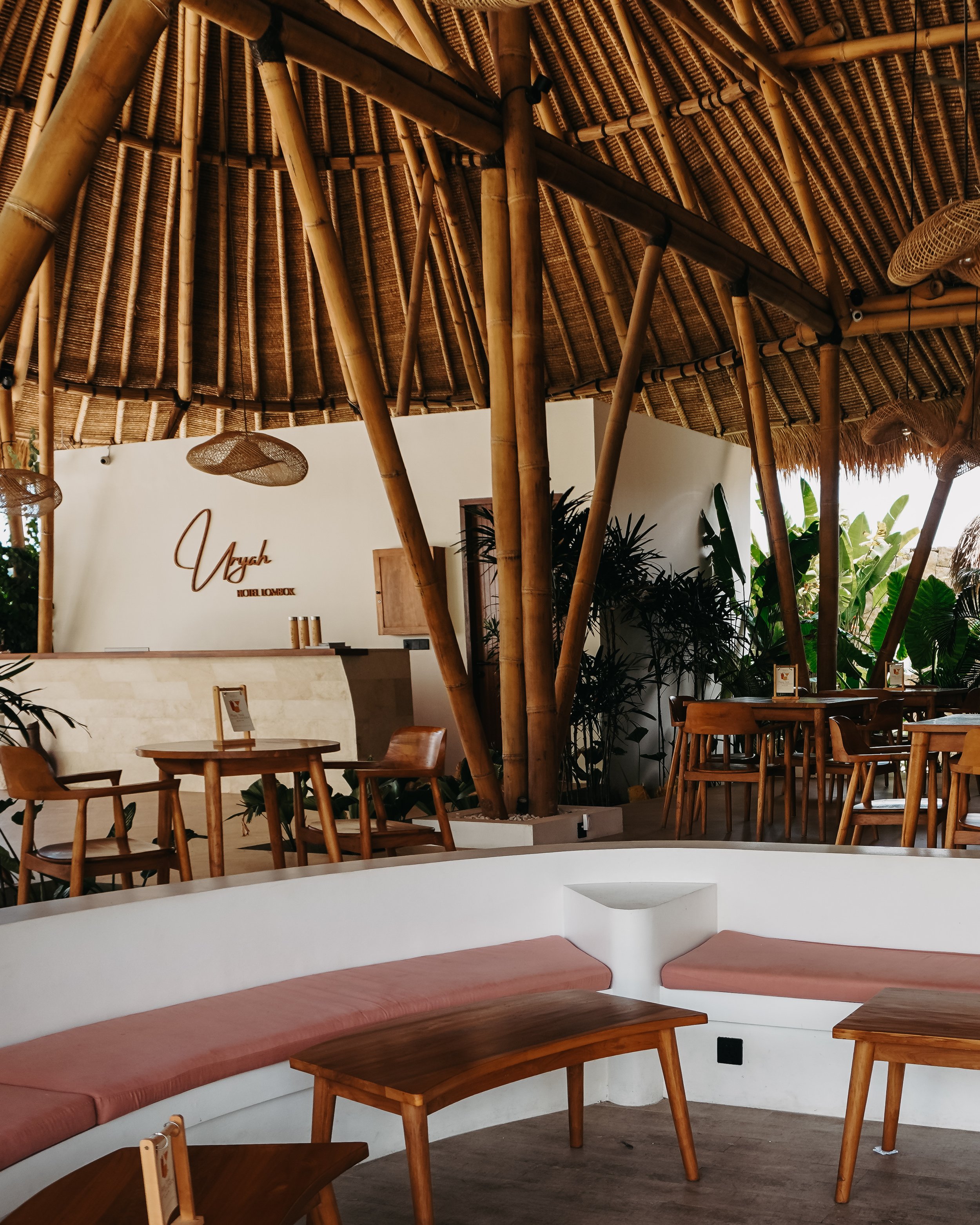 Bamboo architecture and warm textures create a space that feels grounded, open, and deeply connected to nature, Uryah Hotel Lombok – Lombok, Indonesia.
