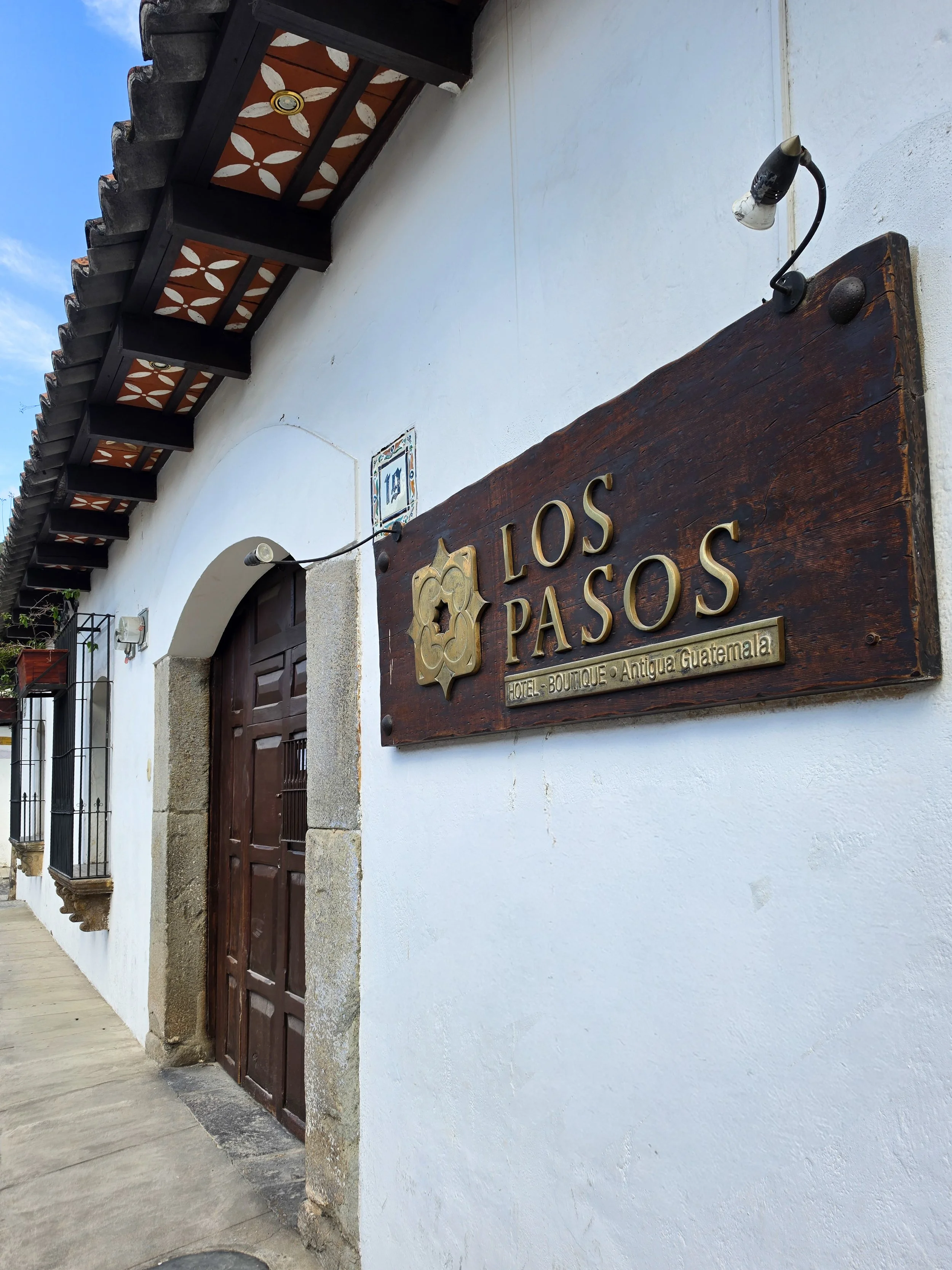 Historic boutique hotel entrance in the heart of Antigua