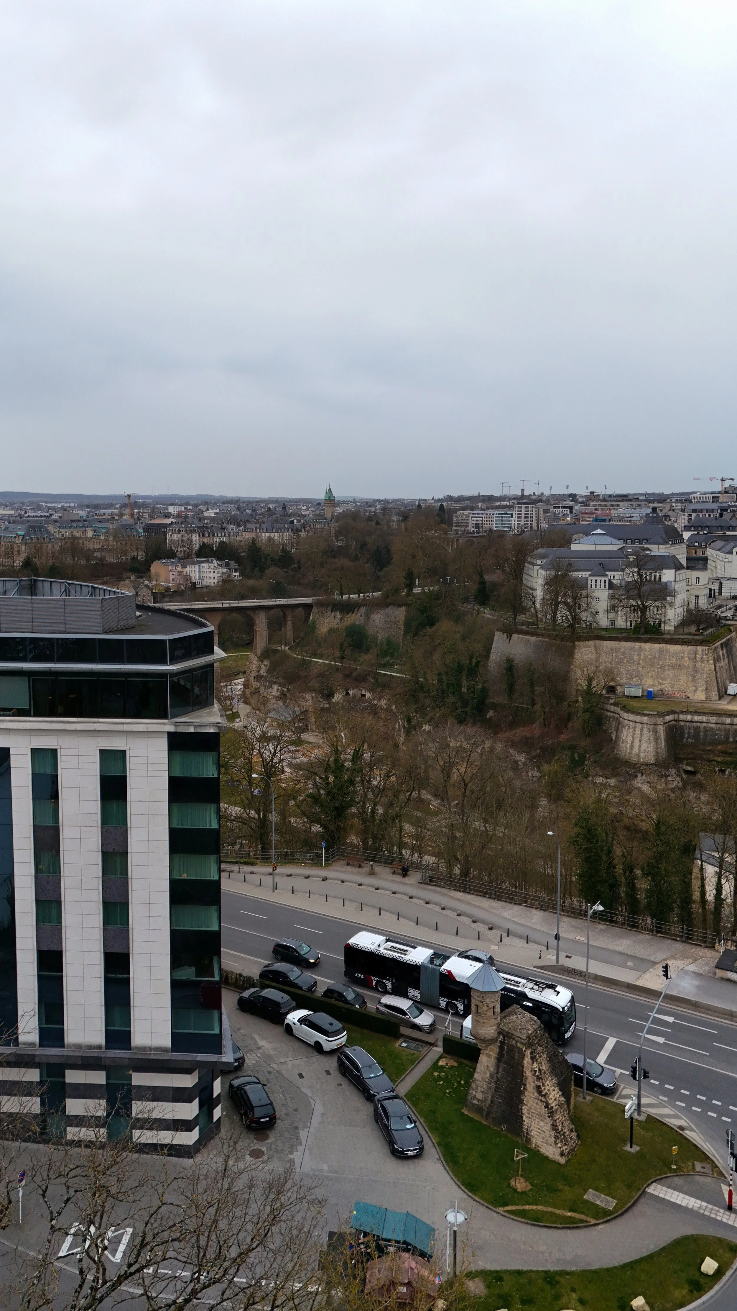 Panoramic view of Luxembourg City and the historic Pétrusse Valley from Sofitel Le Grand Ducal