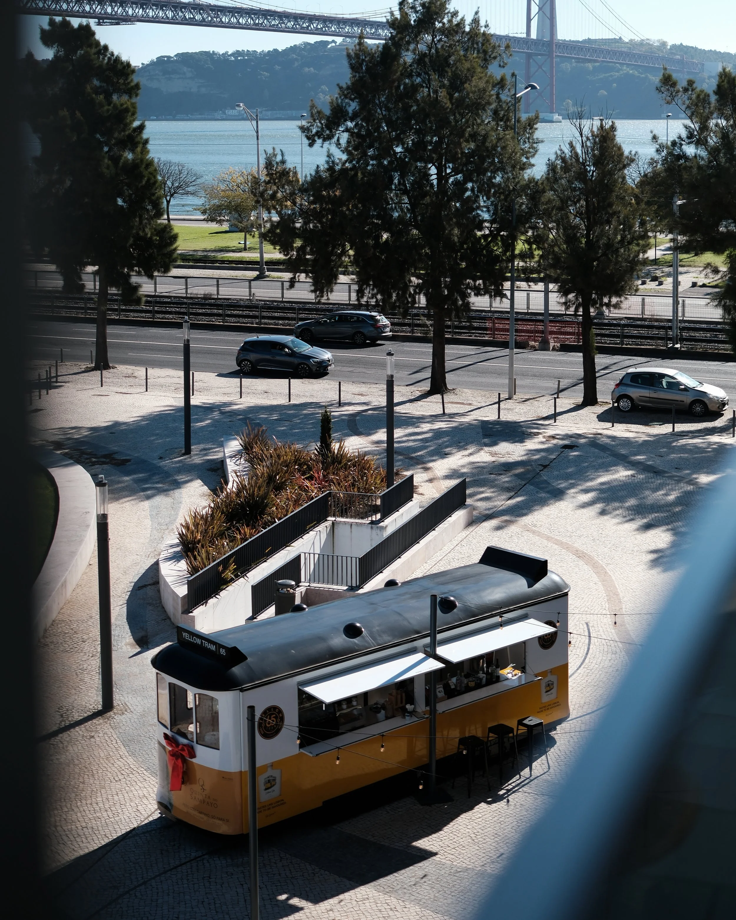 View towards the Tagus River and 25 de Abril Bridge from Hyatt Regency Lisbon’s surroundings