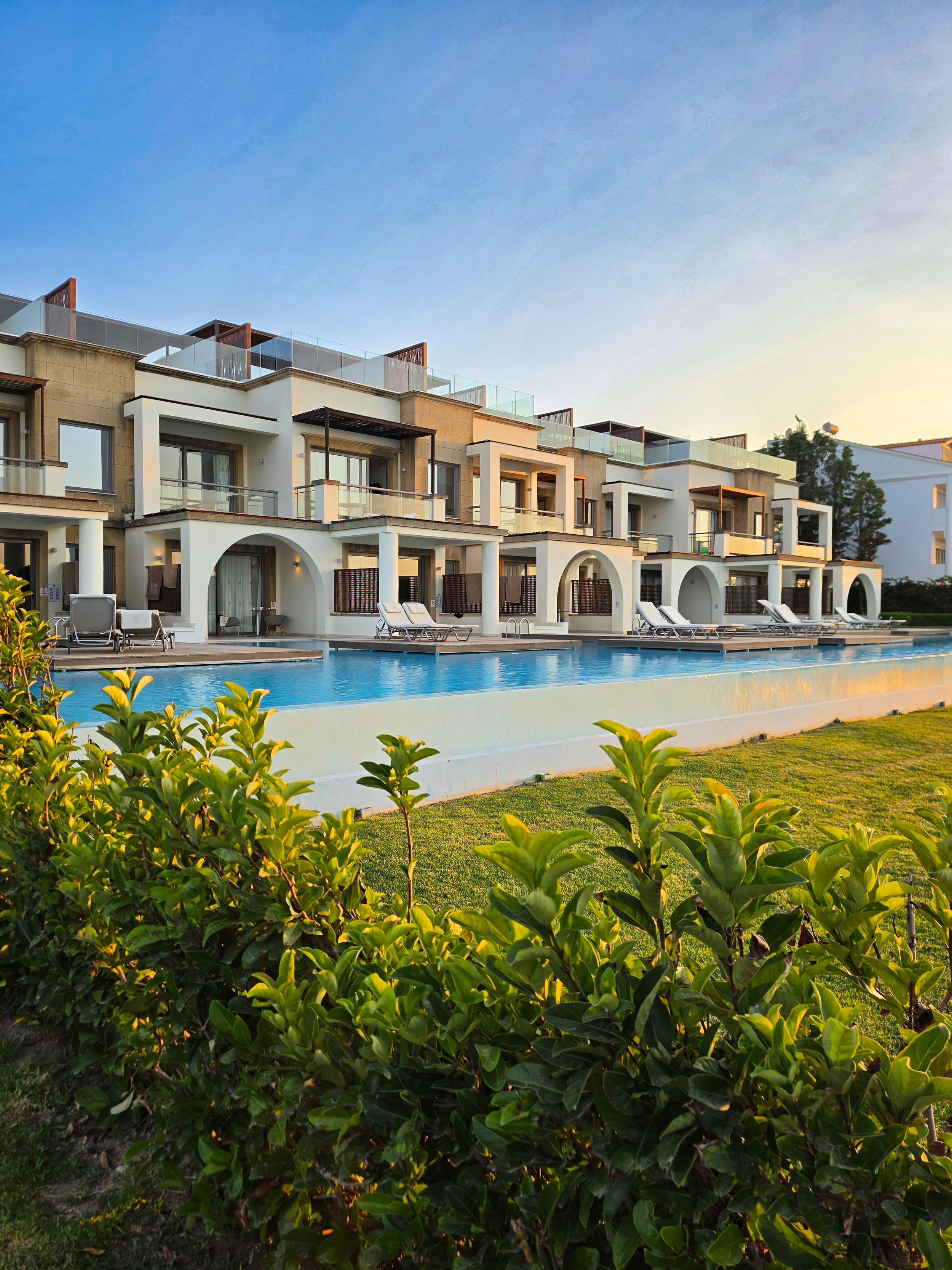 Luxury suite wing with private swim up terraces and elegant architecture