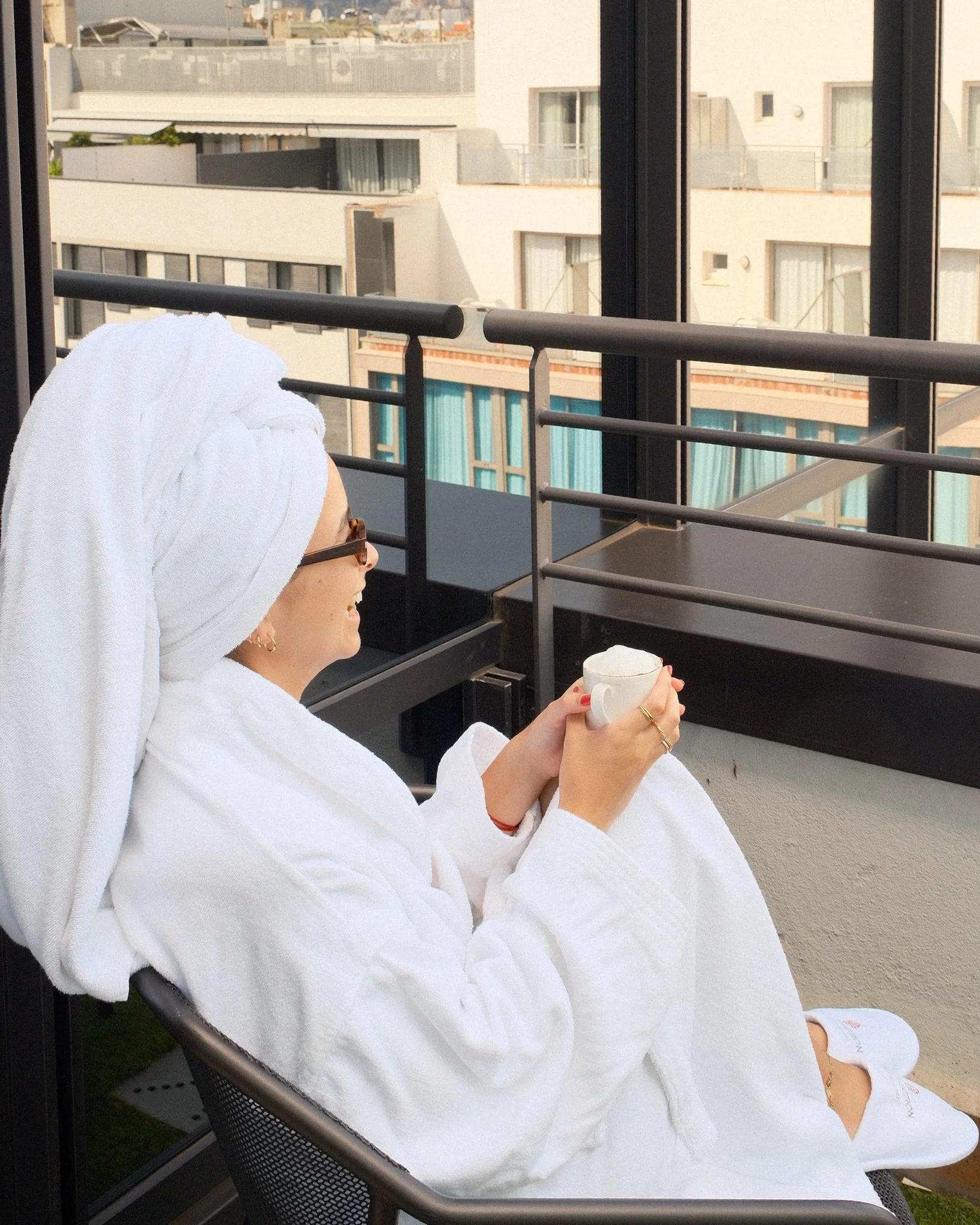 Relaxing morning on a private balcony at NH Collection Gran Hotel Calderón