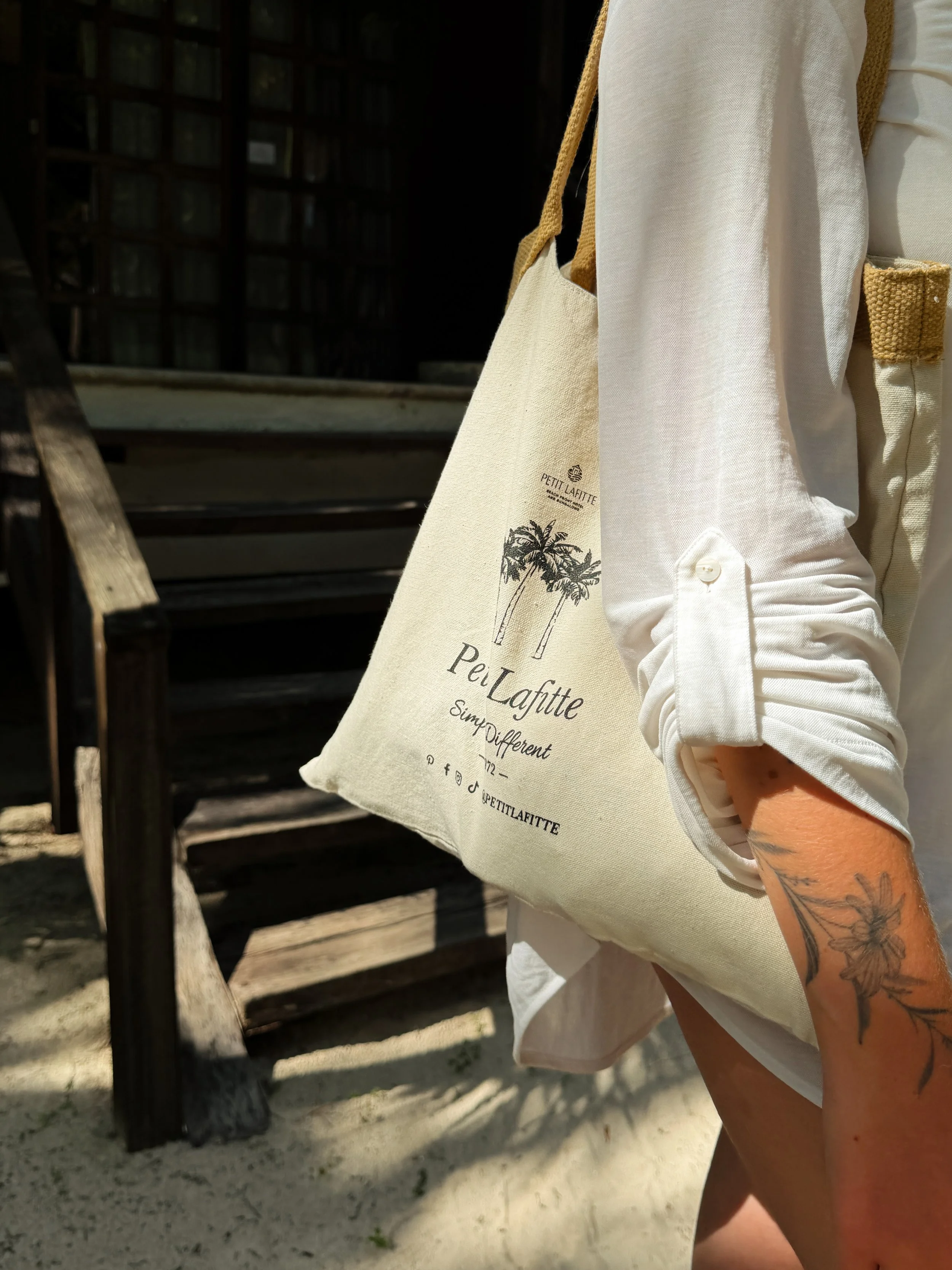 Branded beach tote ready for a relaxing day by the sea