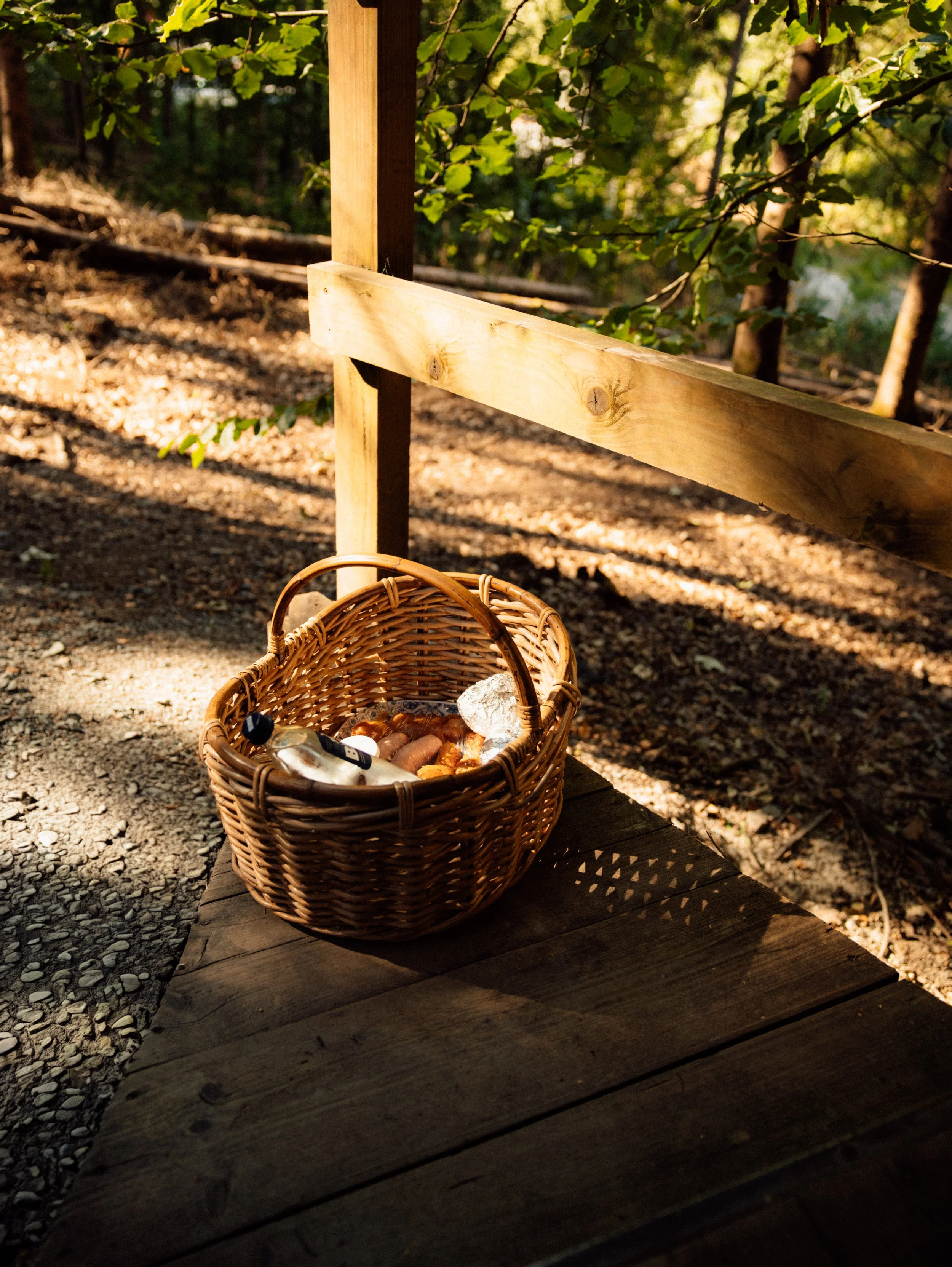 Breakfast basket filled with fresh local products ready for a slow morning