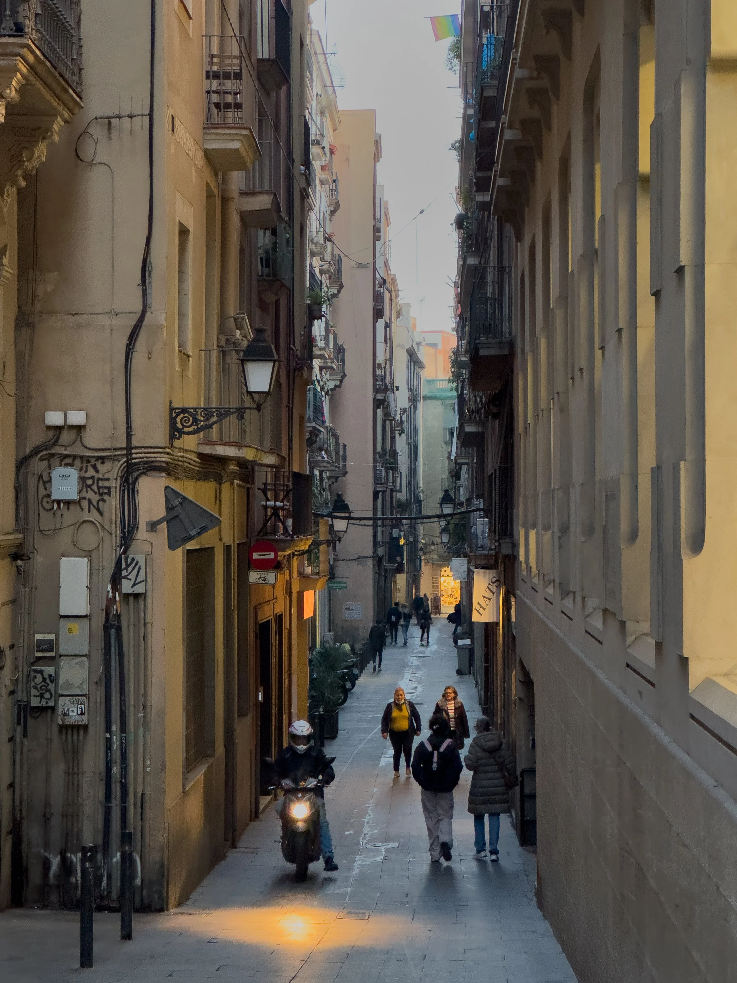Historic Gothic Quarter street just steps from Wittmore Hotel in the heart of Barcelona
